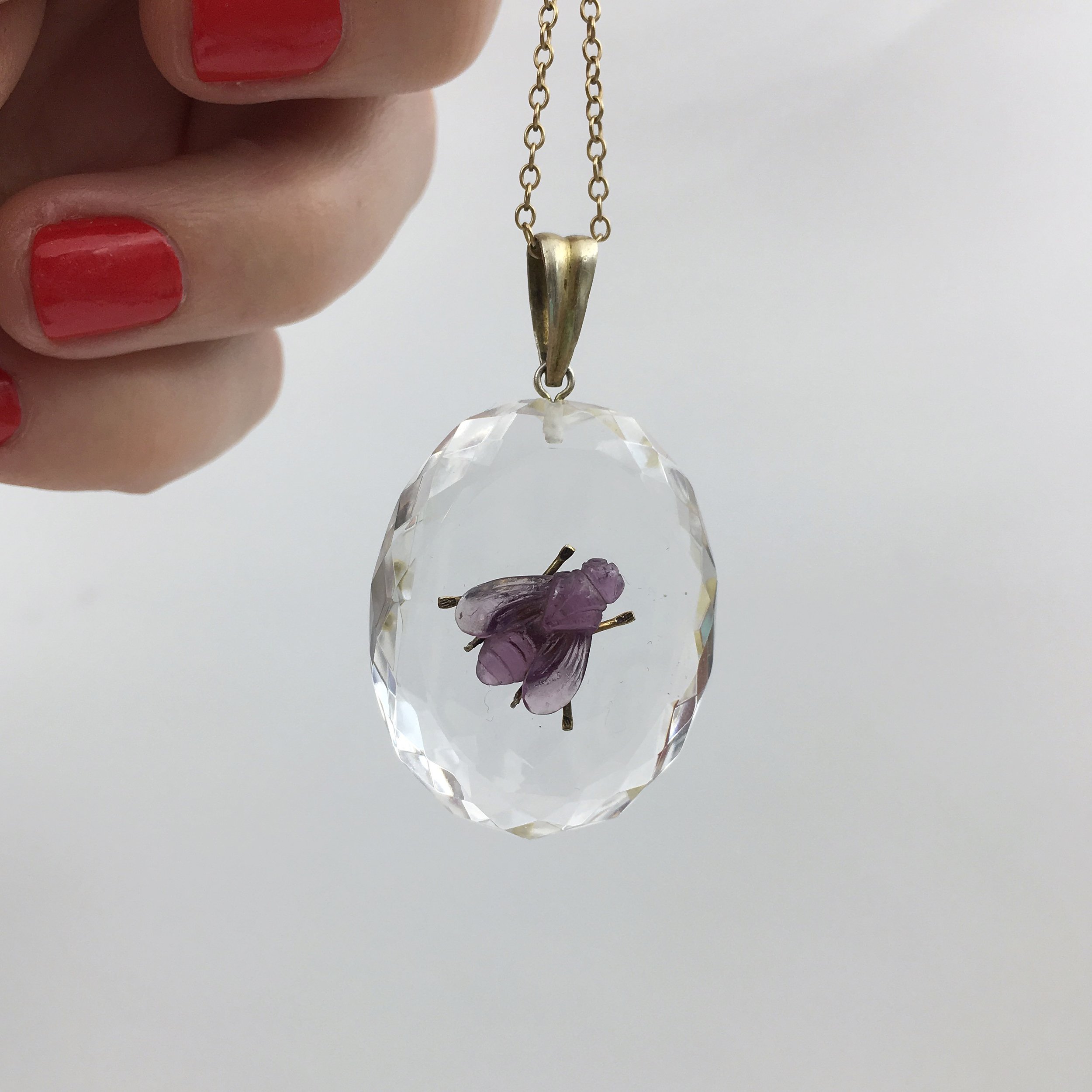 Details about  / Sterling silver Large Faceted Rock Crystal Pendant Dove Charm