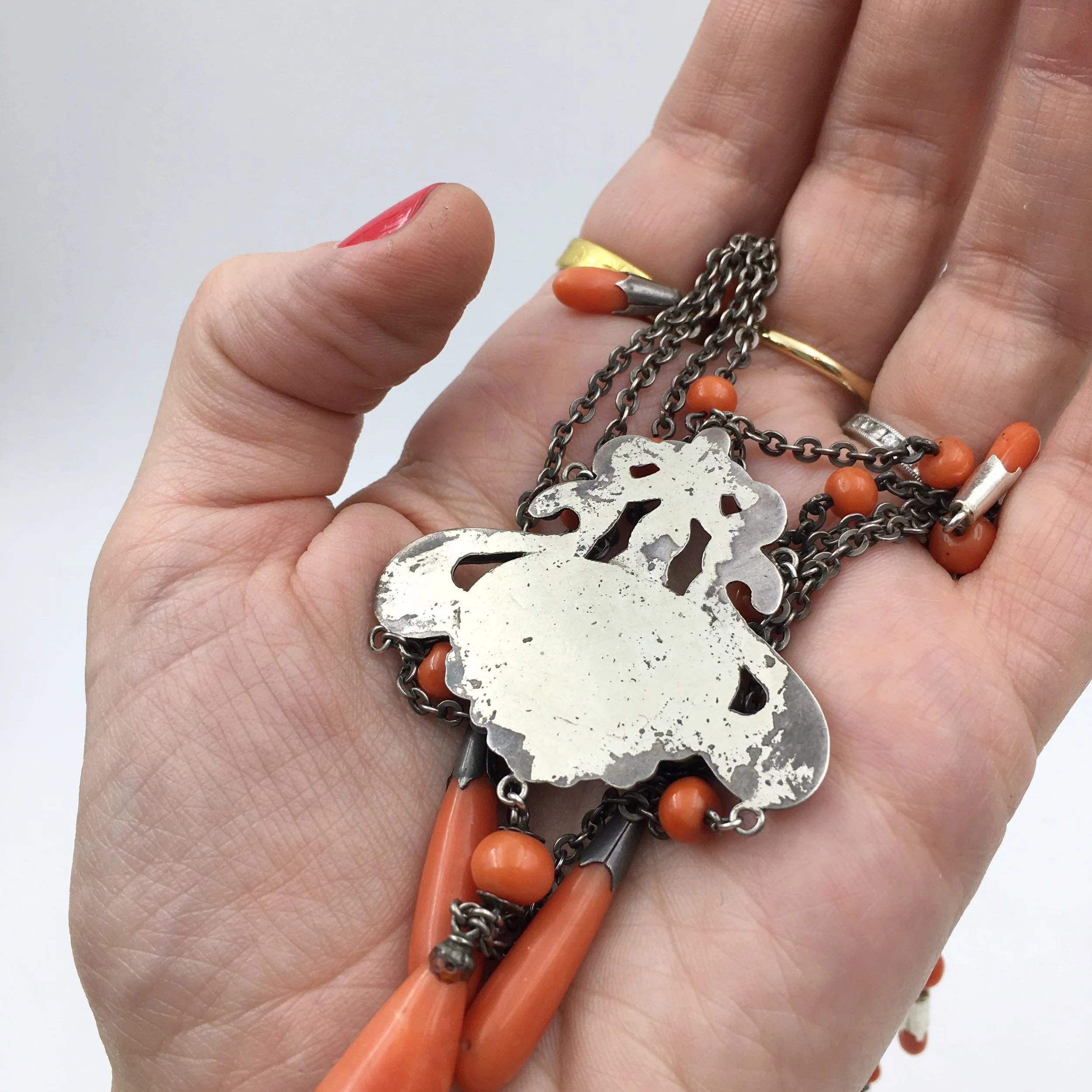 Jugendstil Art Nouveau coral festoon necklace Reverie antique jewelry NYC