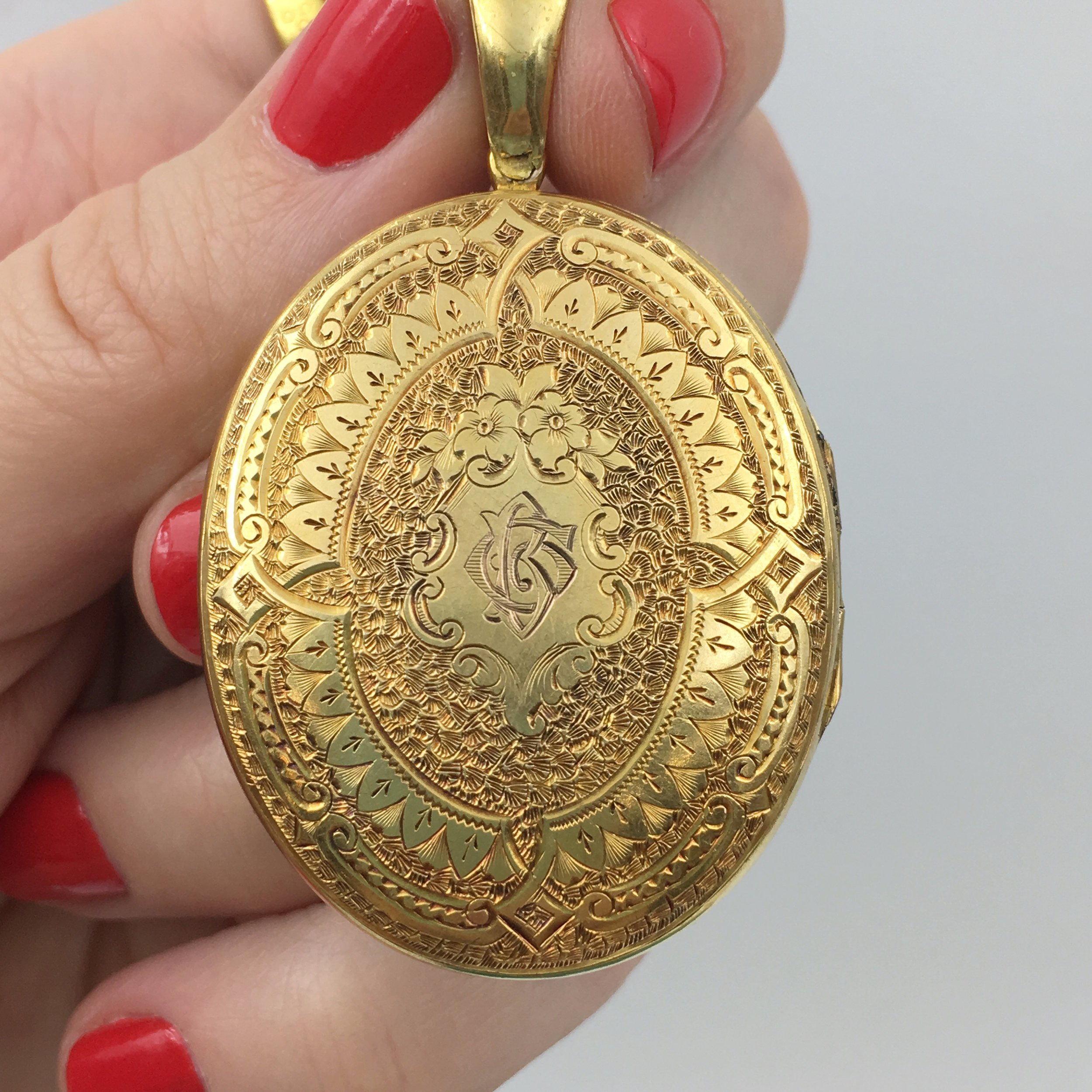 Large antique solid gold locket Reverie vintage jewelry NYC