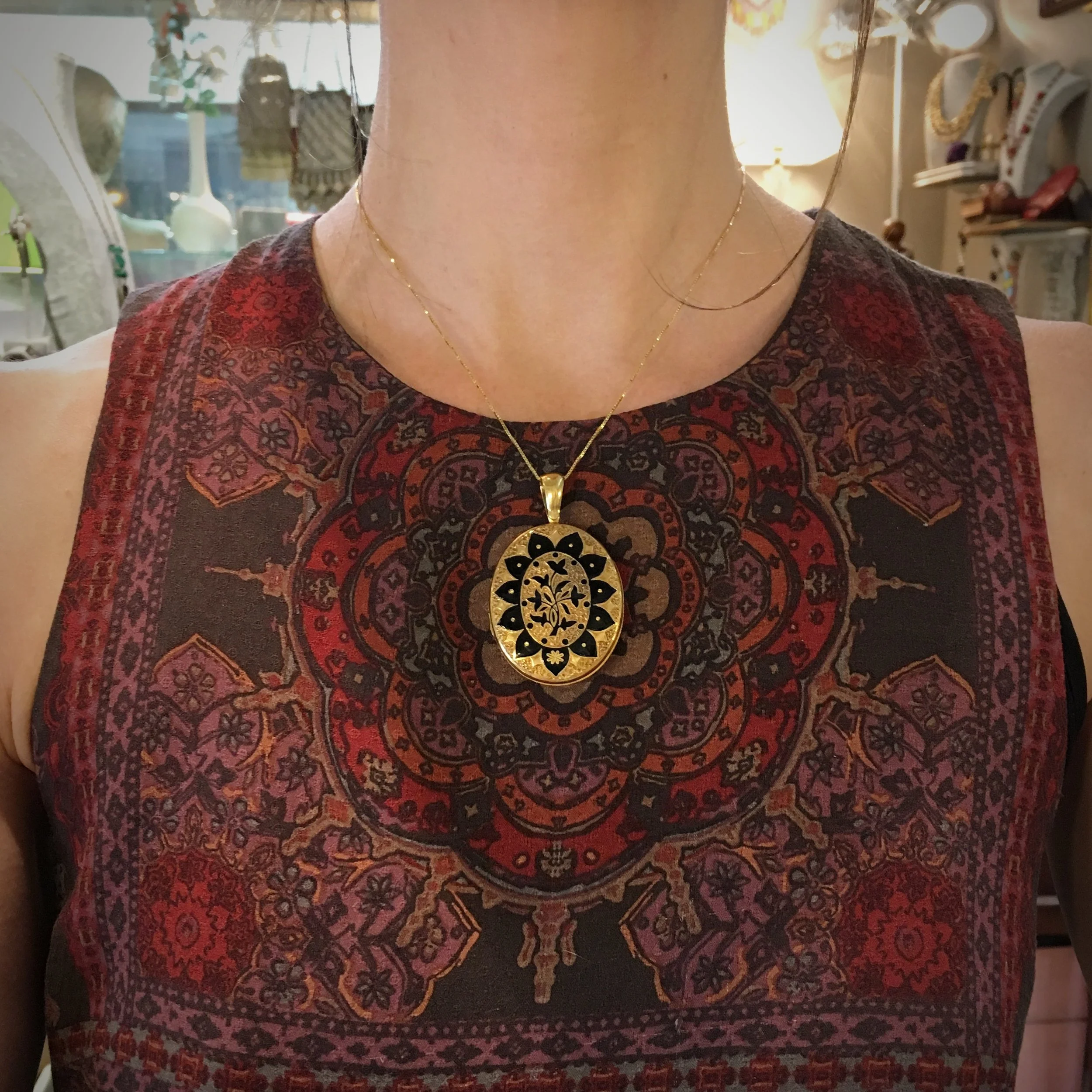 Large antique solid gold locket Reverie vintage jewelry NYC