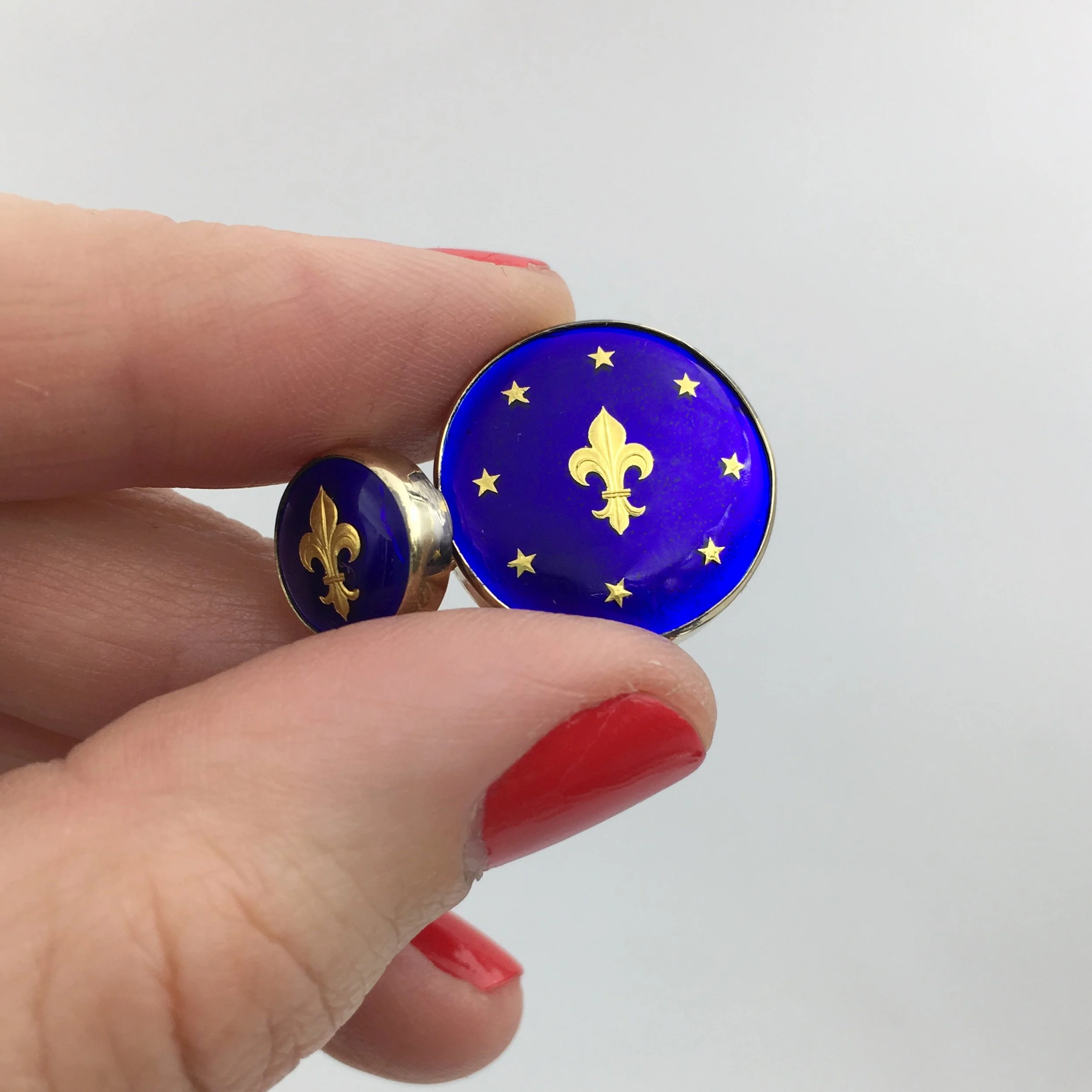 French enamel gold cuff links Reverie vintage jewelry NYC