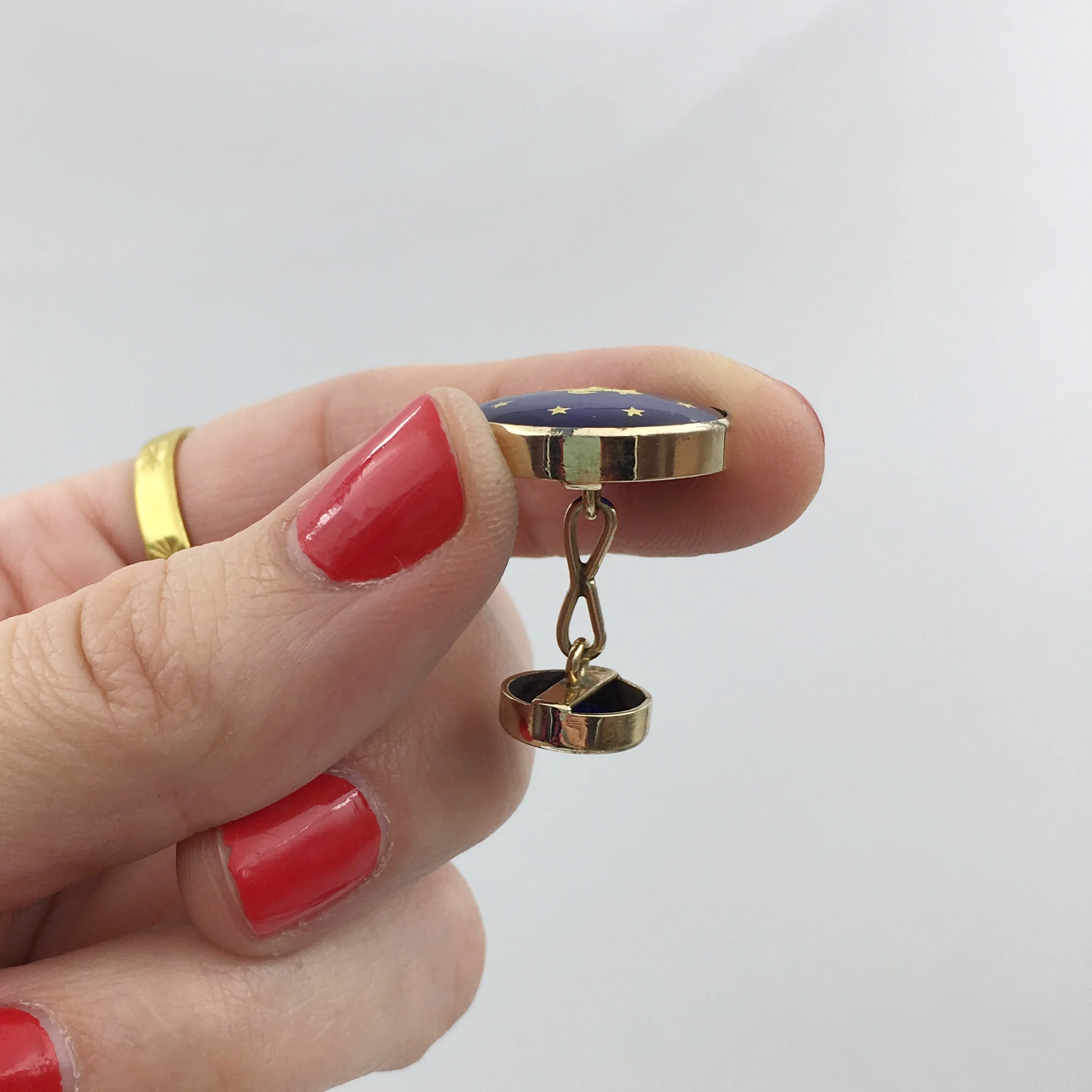 French enamel gold cuff links Reverie vintage jewelry NYC