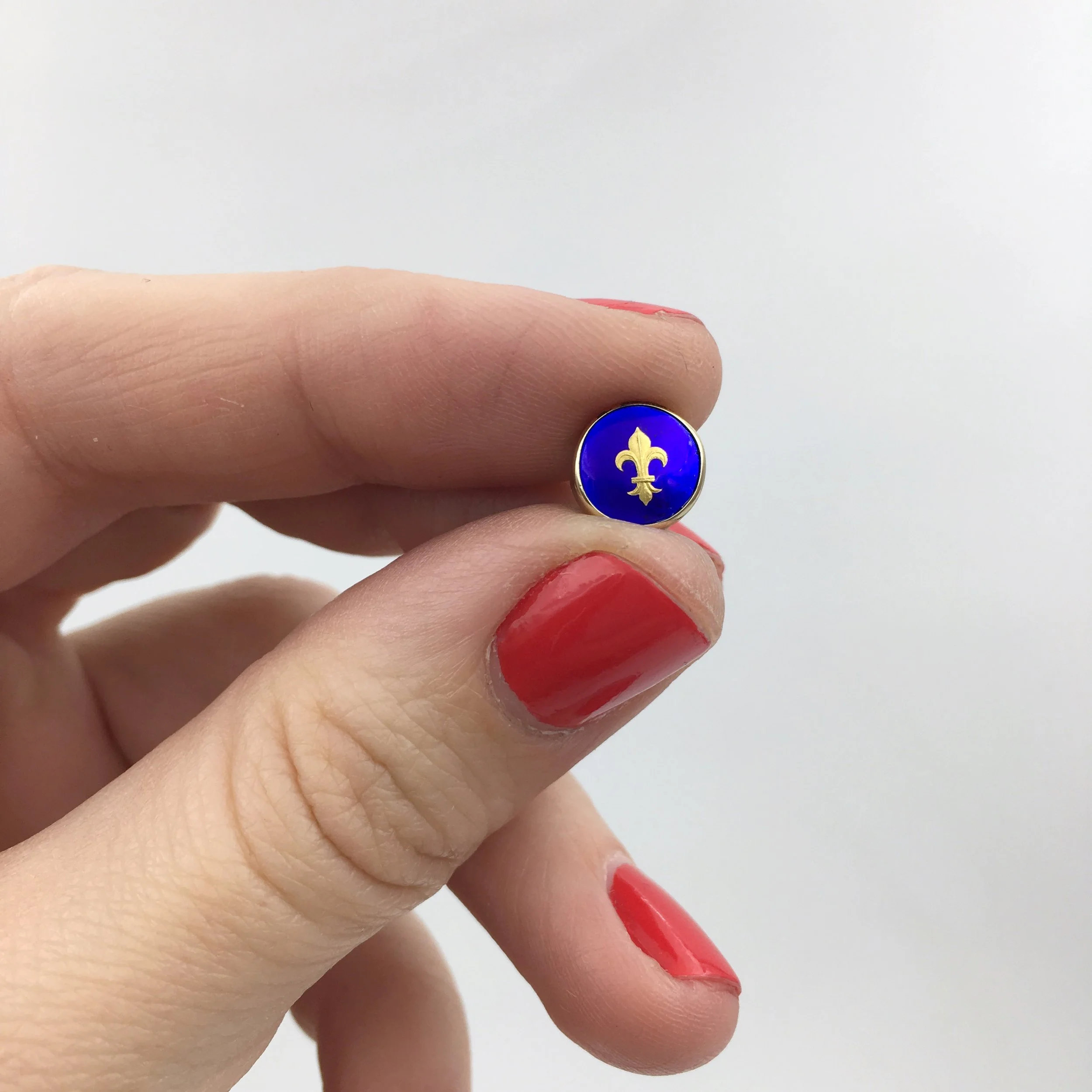 French enamel gold cuff links Reverie vintage jewelry NYC