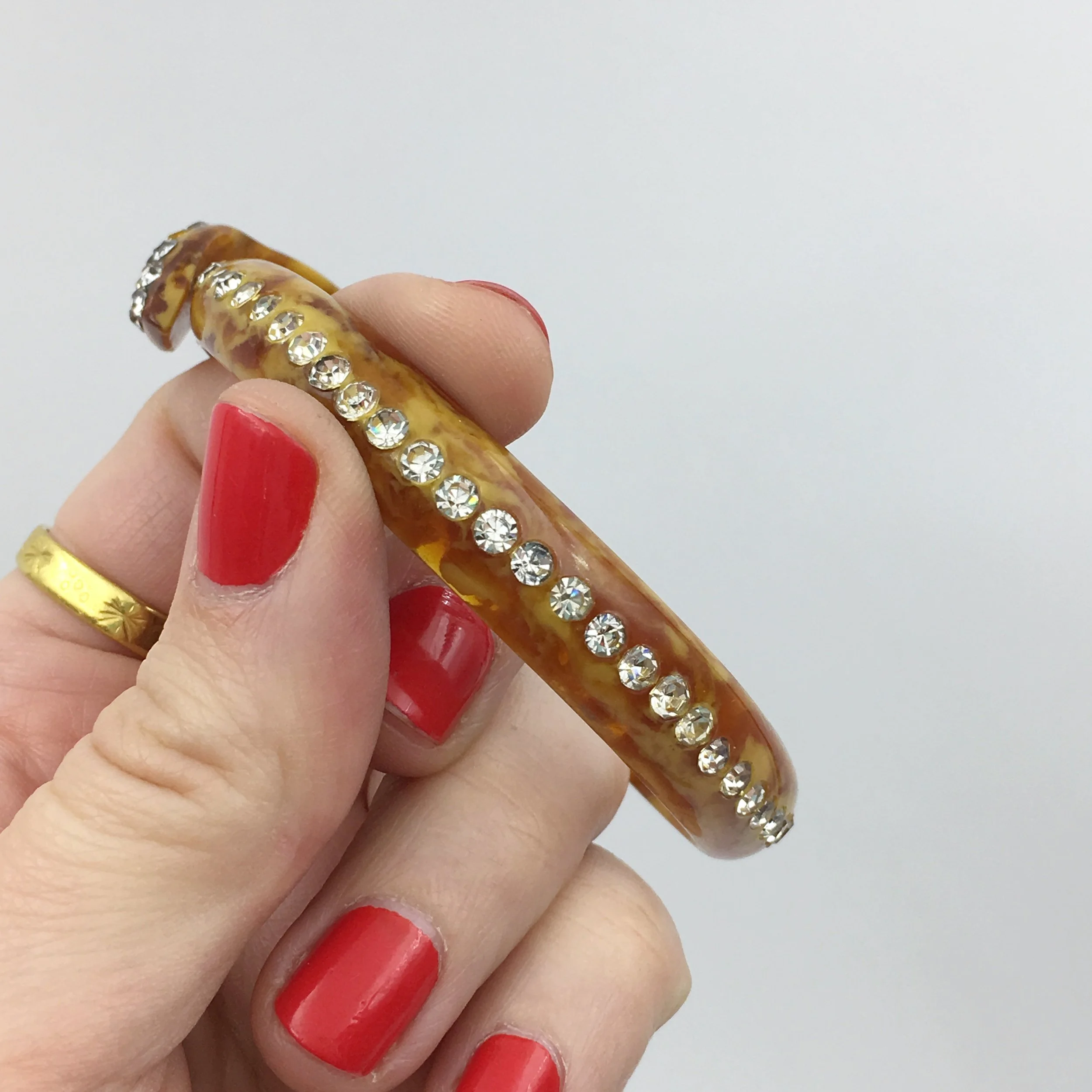 Vintage bakelite rhinestone snake bracelet Reverie vintage jewelry NYC