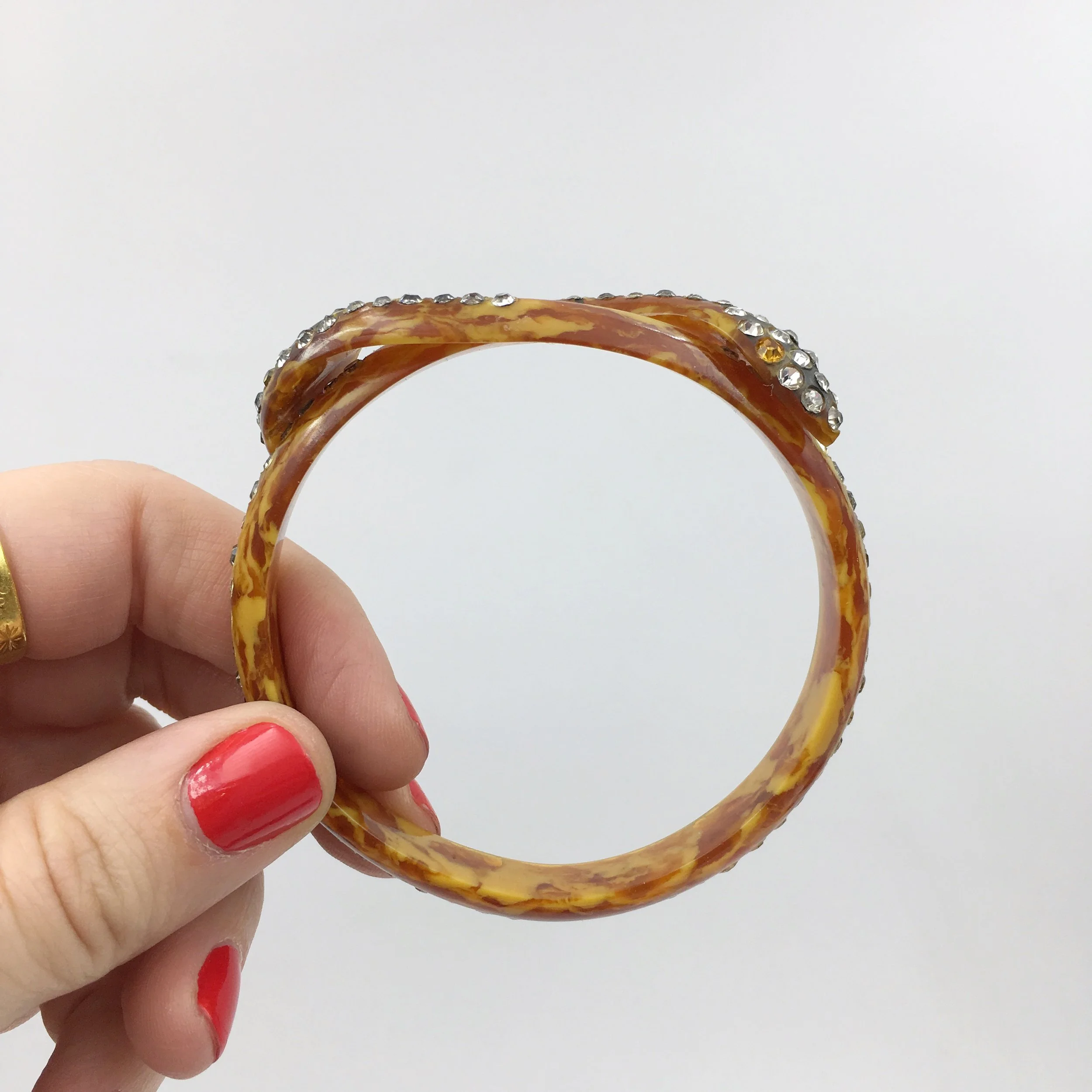 Vintage bakelite rhinestone snake bracelet Reverie vintage jewelry NYC