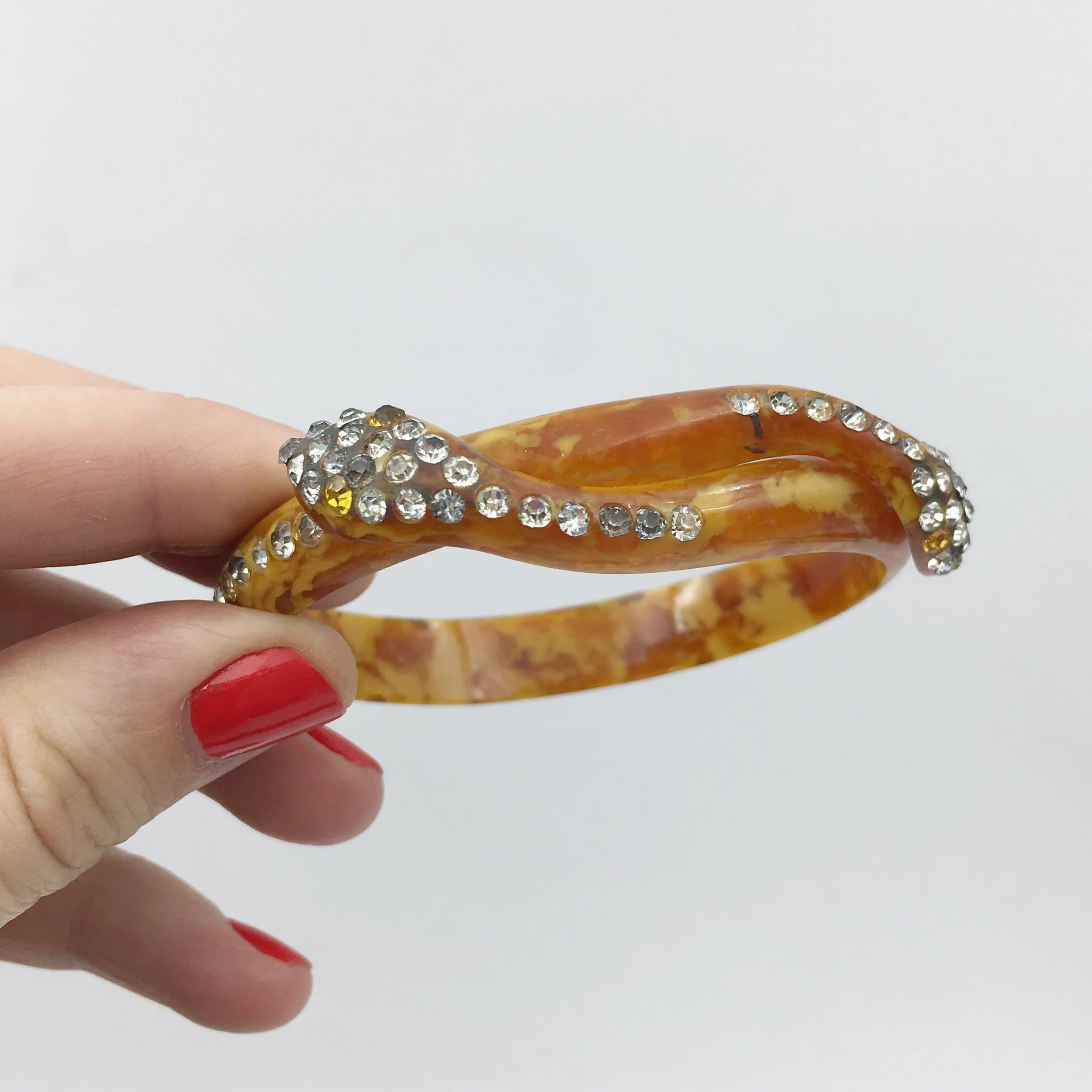 Vintage bakelite rhinestone snake bracelet Reverie vintage jewelry NYC