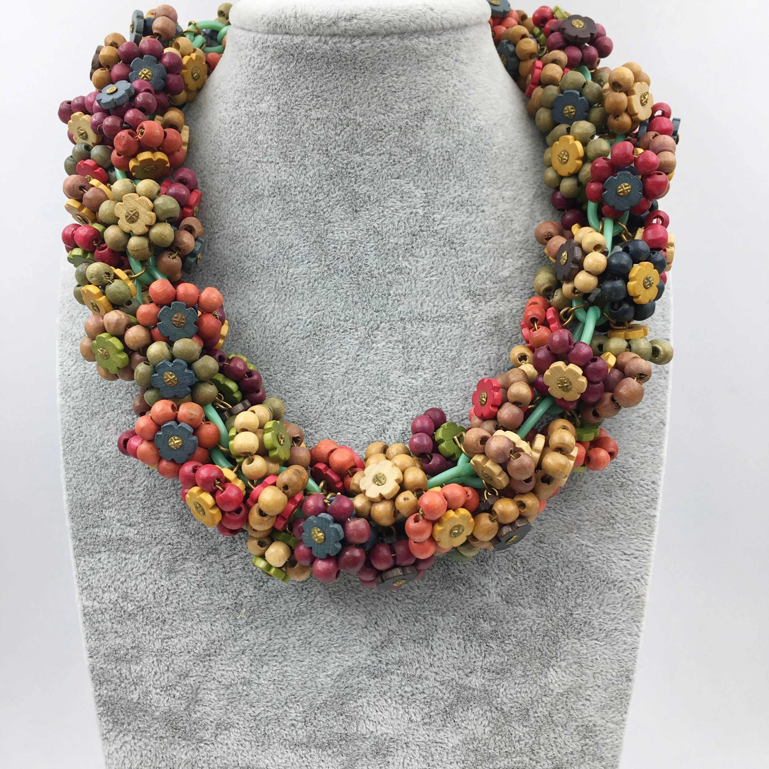 Frank Hess wood bead necklace Reverie vintage jewelry NYC