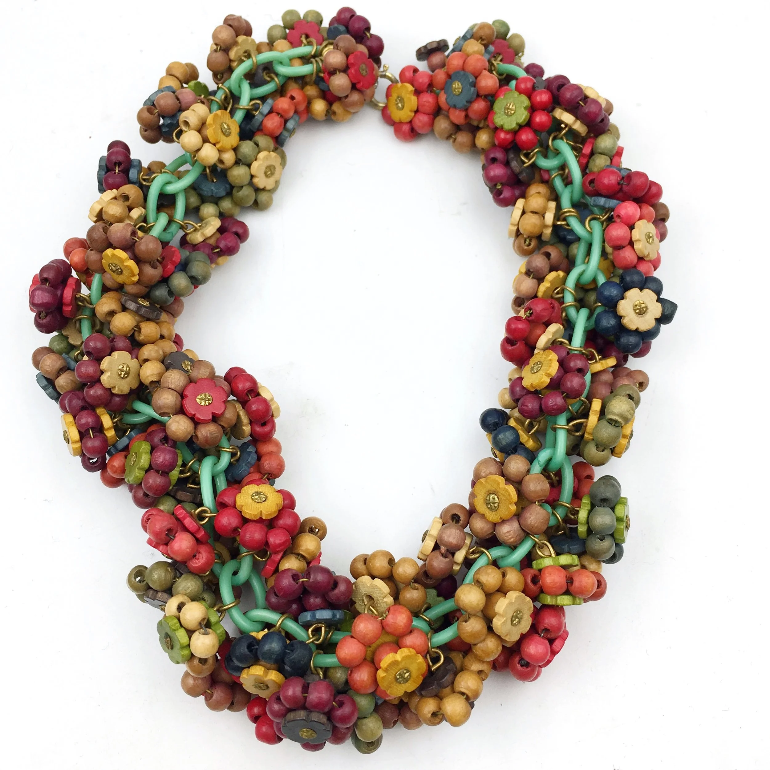 Frank Hess wood bead necklace Reverie vintage jewelry NYC