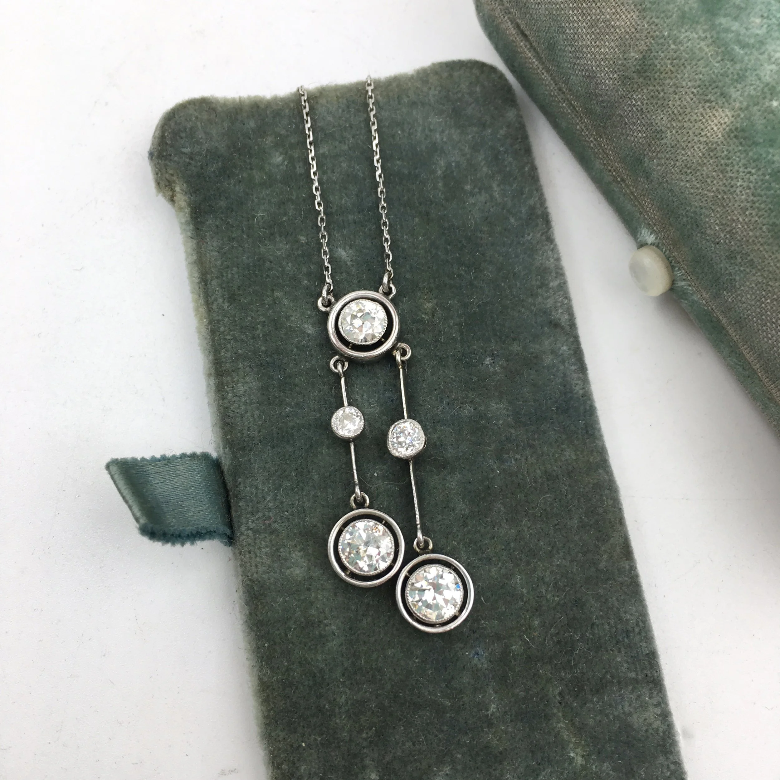 Art Deco diamond negligee pendant necklace Reverie estate jewelry NYC