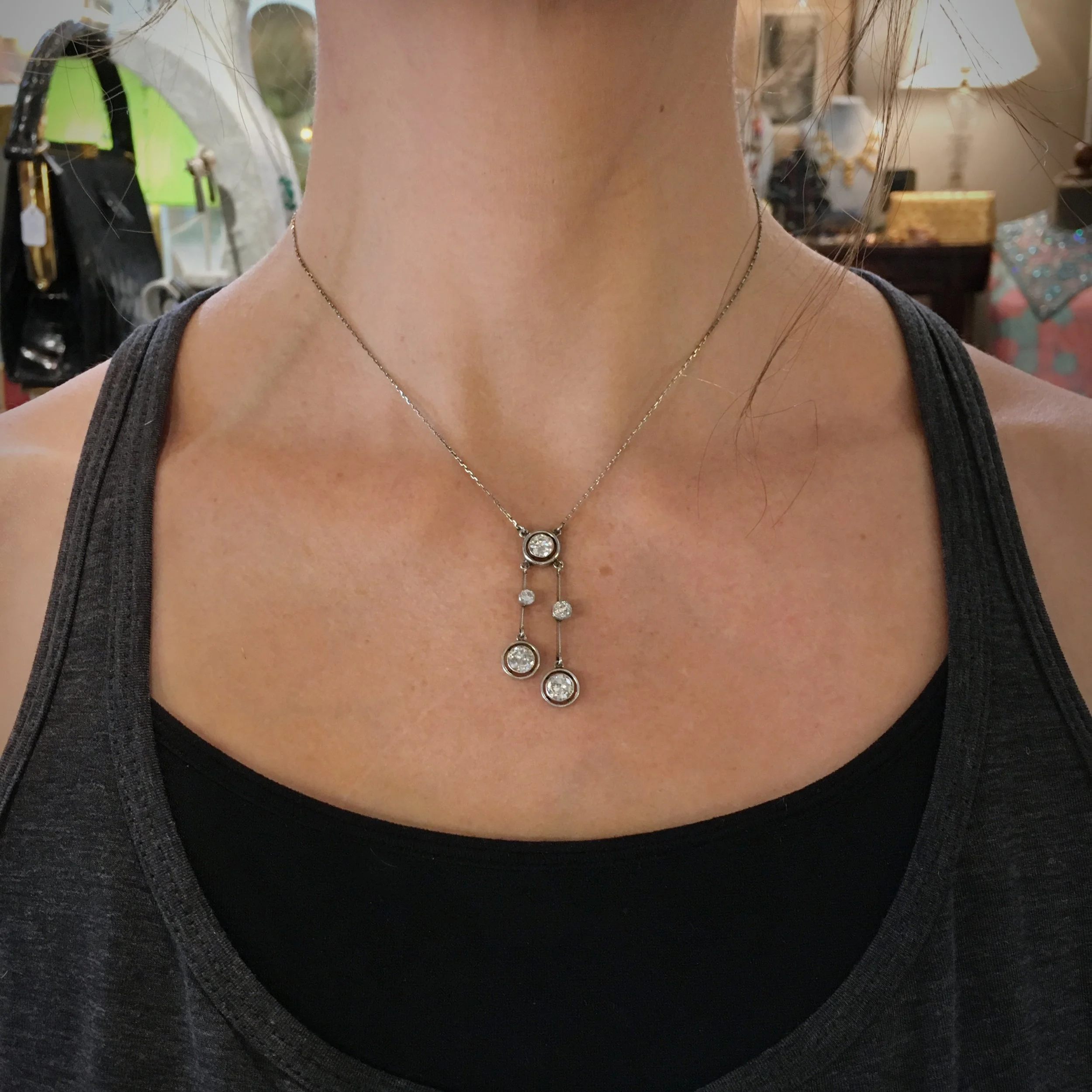 Deco diamond wedding necklace Reverie estate antique jewelry NYC