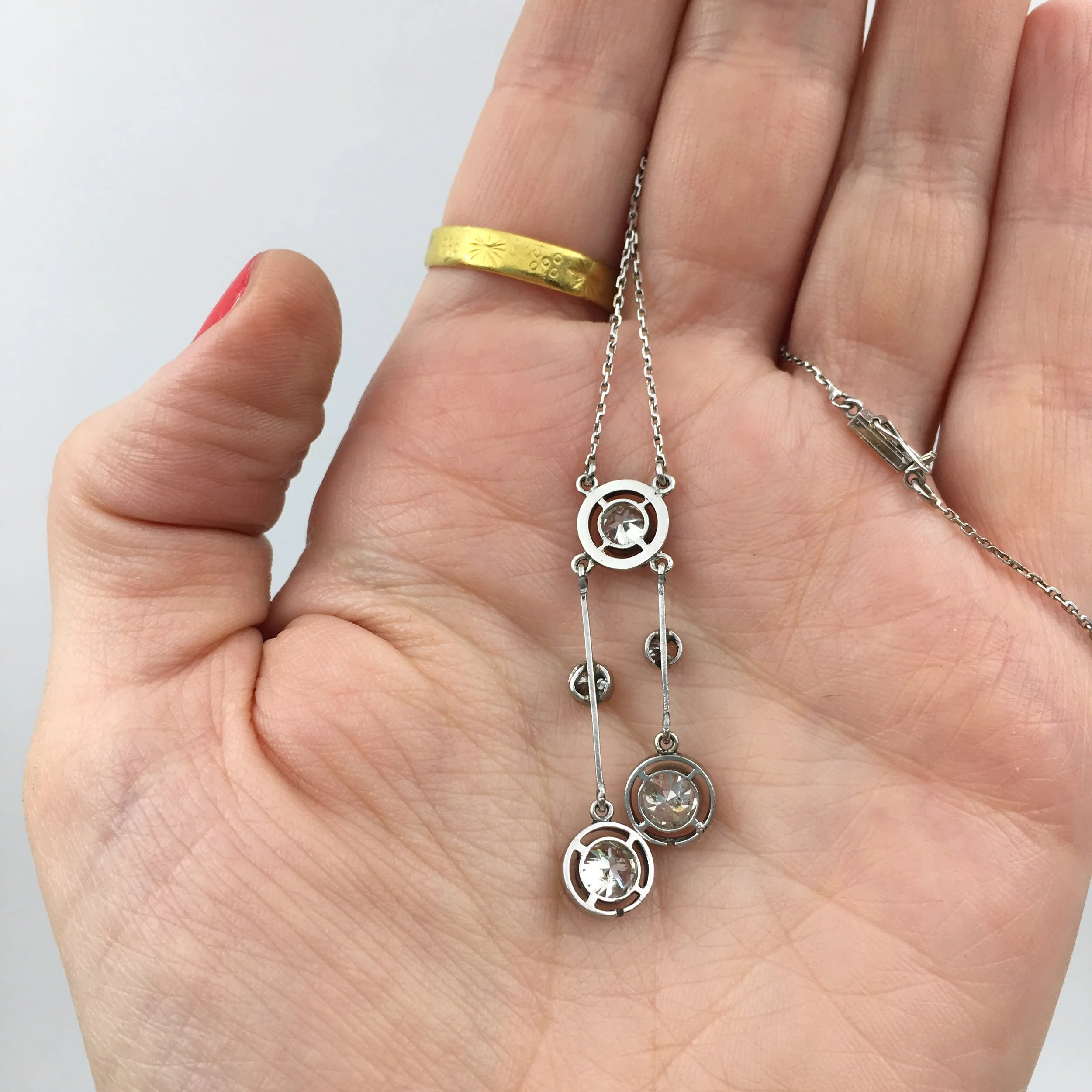 Deco diamond wedding necklace Reverie estate antique jewelry NYC