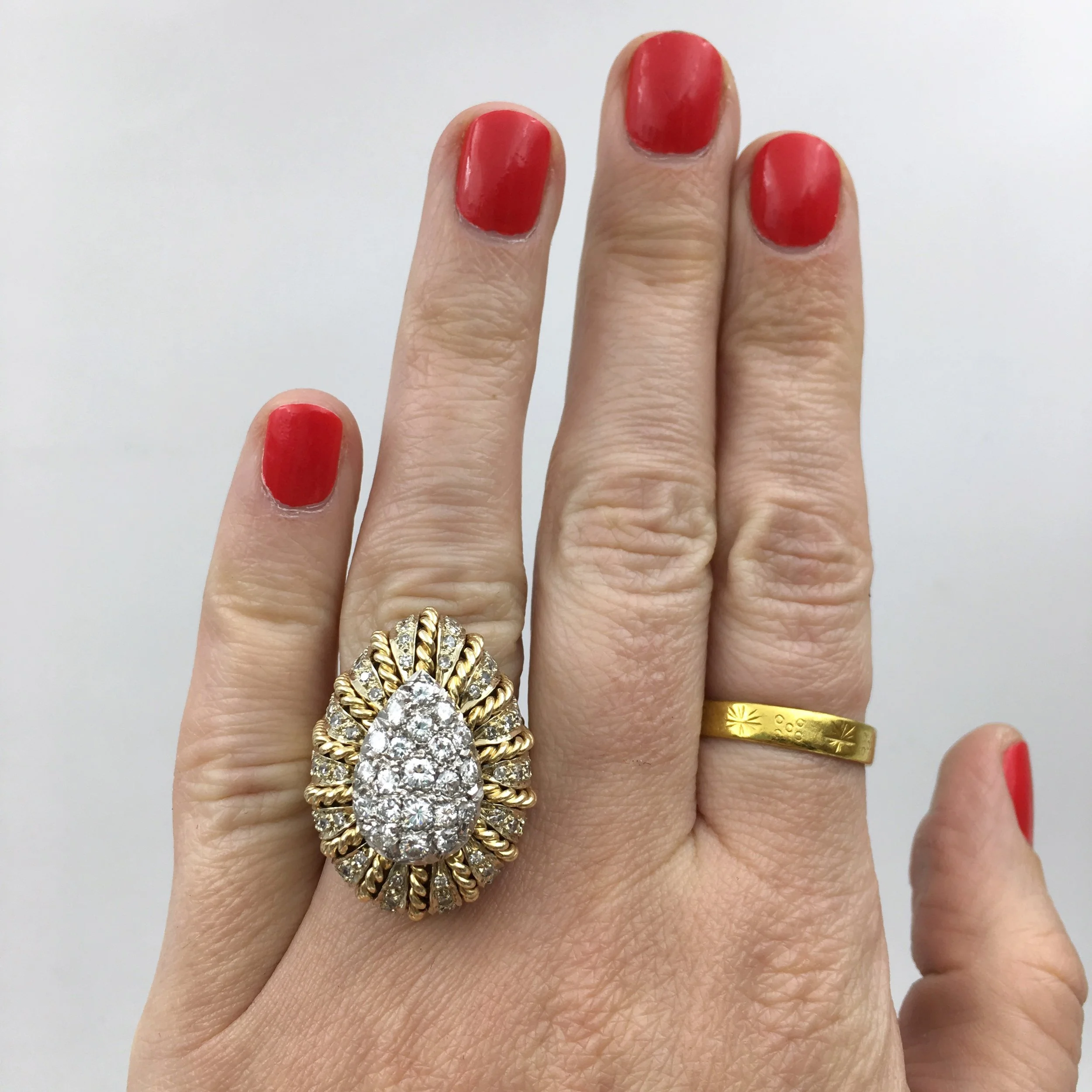 1960s gold and diamond cocktail ring Reverie estate jewelry NYC