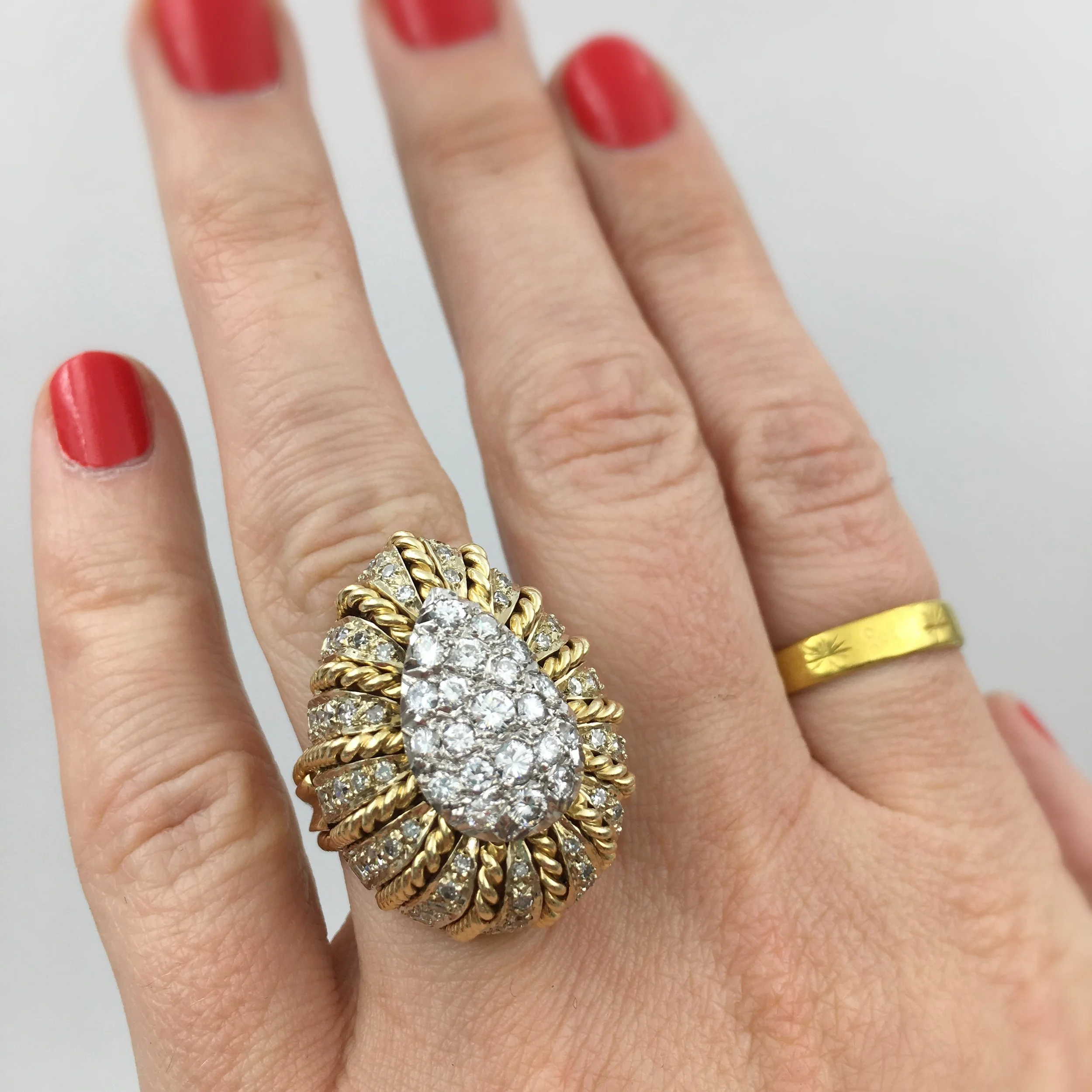 1960s gold and diamond cocktail ring Reverie estate jewelry NYC