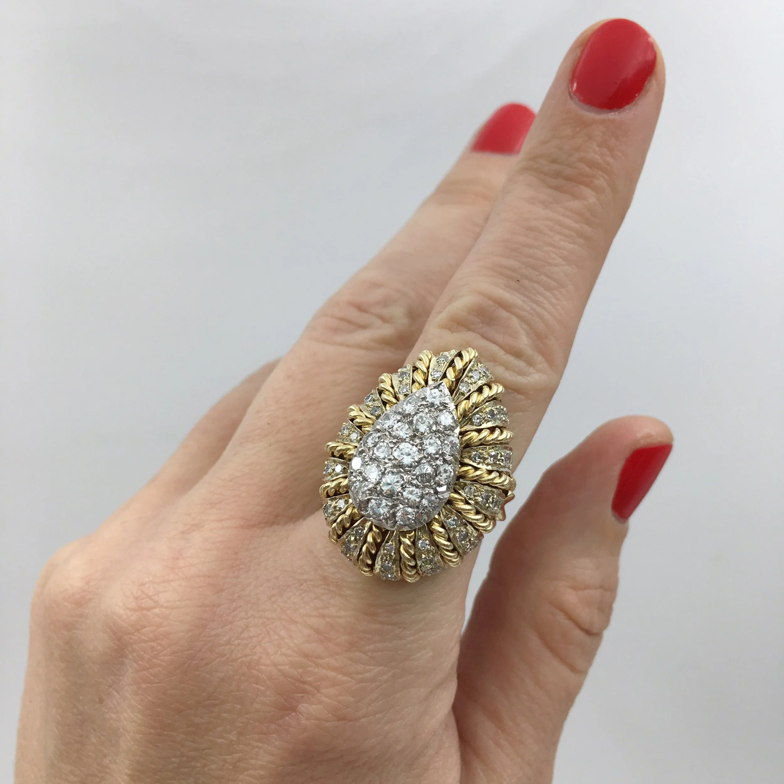 1960s gold and diamond cocktail ring Reverie estate jewelry NYC