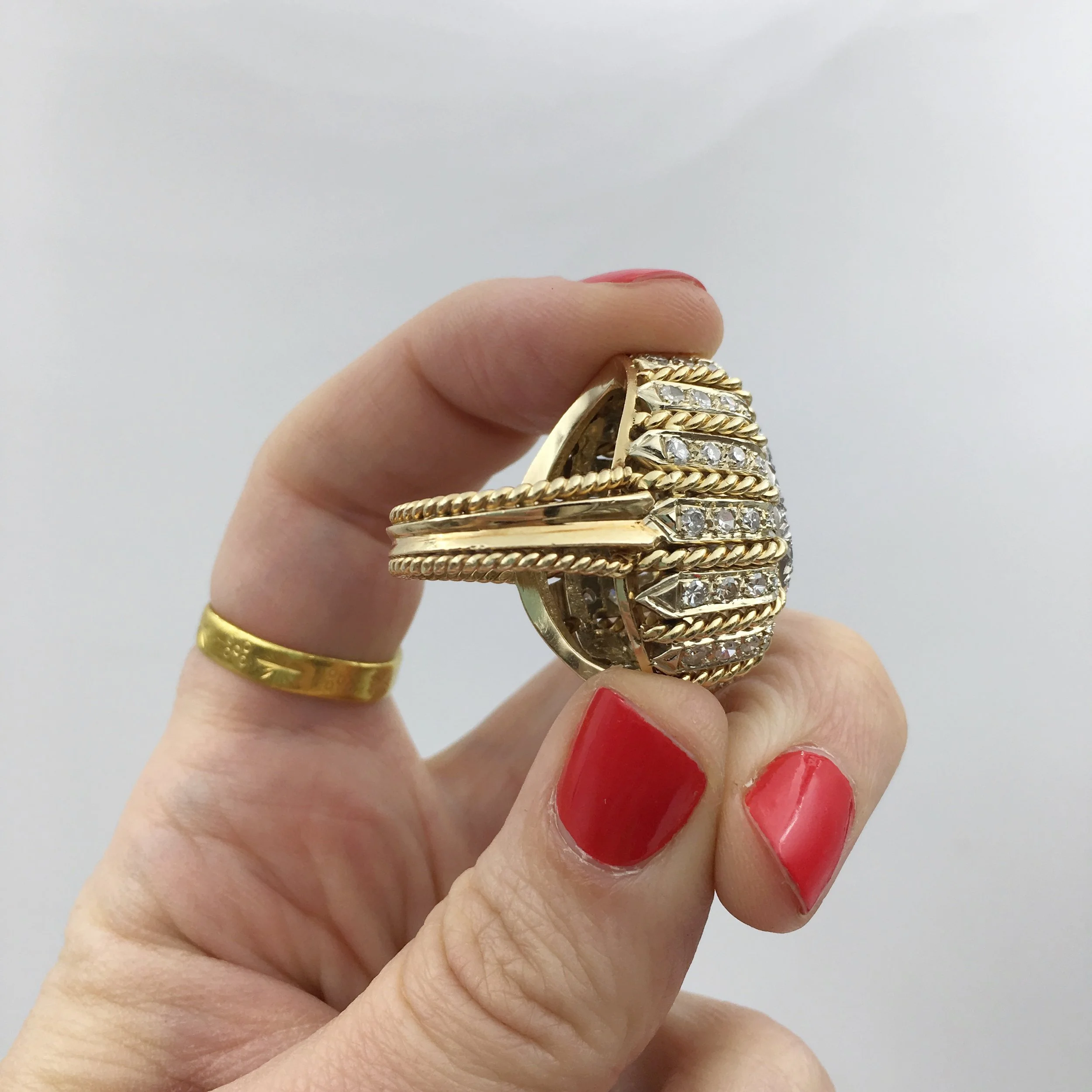 1960s gold and diamond cocktail ring Reverie estate jewelry NYC