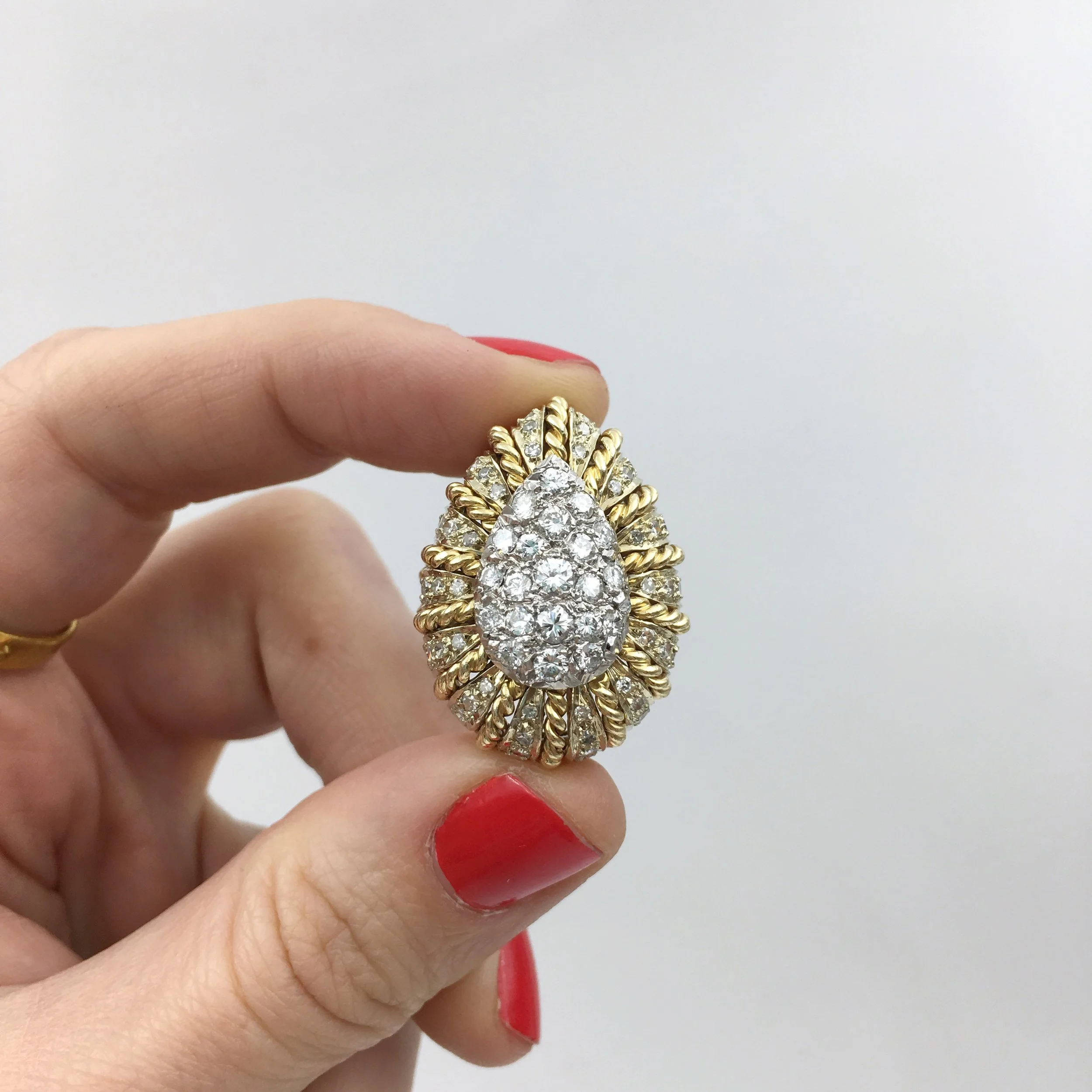 1960s gold and diamond cocktail ring Reverie estate jewelry NYC