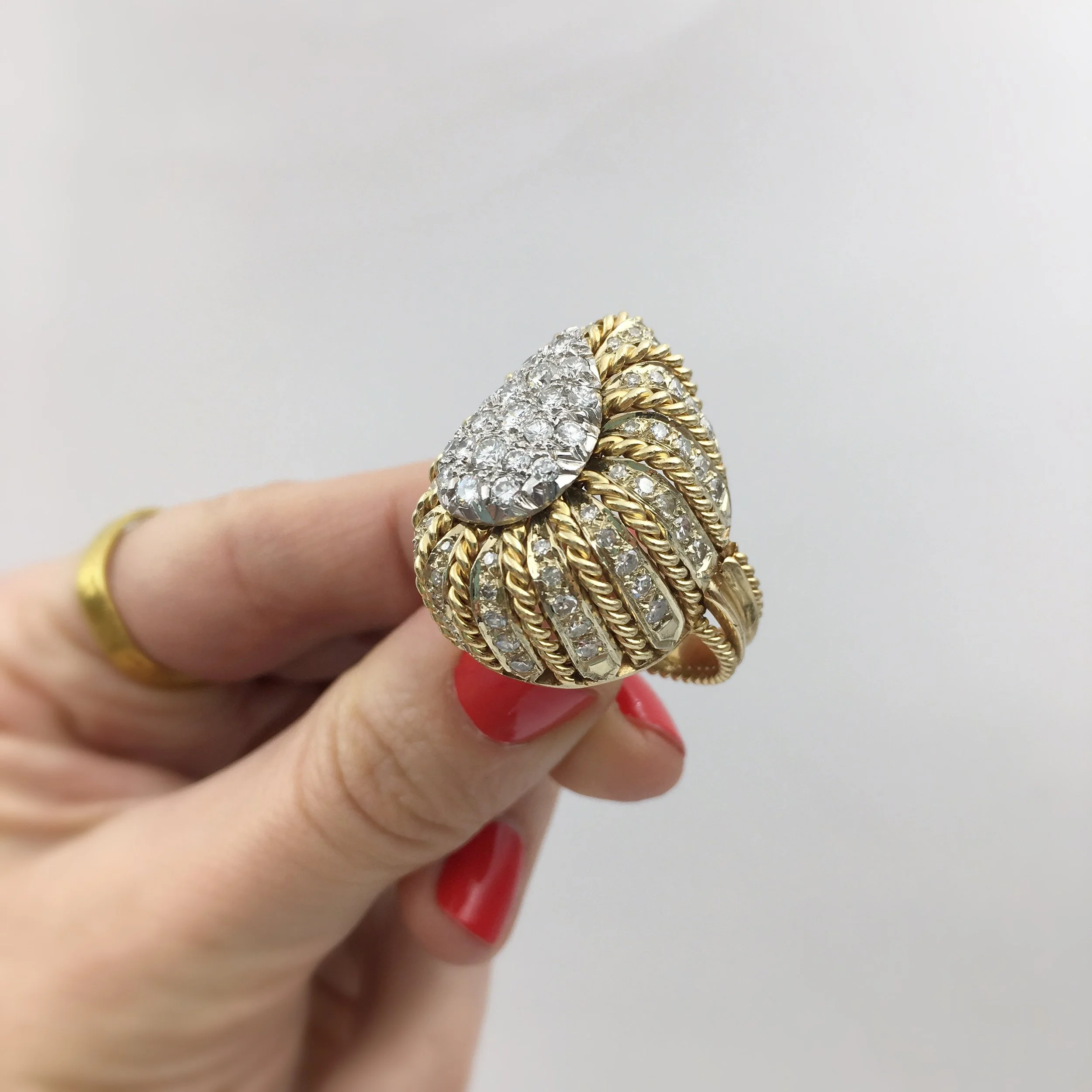 1960s gold and diamond cocktail ring Reverie estate jewelry NYC