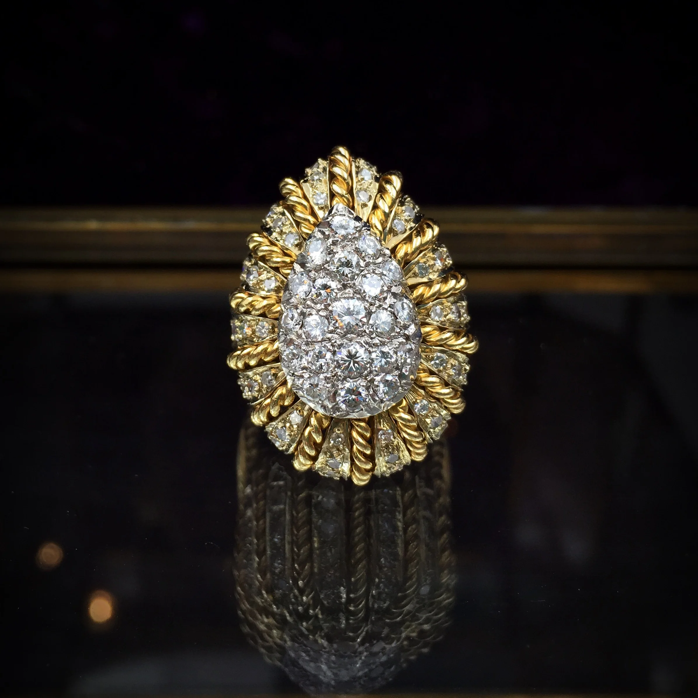 1960s gold and diamond cocktail ring Reverie estate jewelry NYC