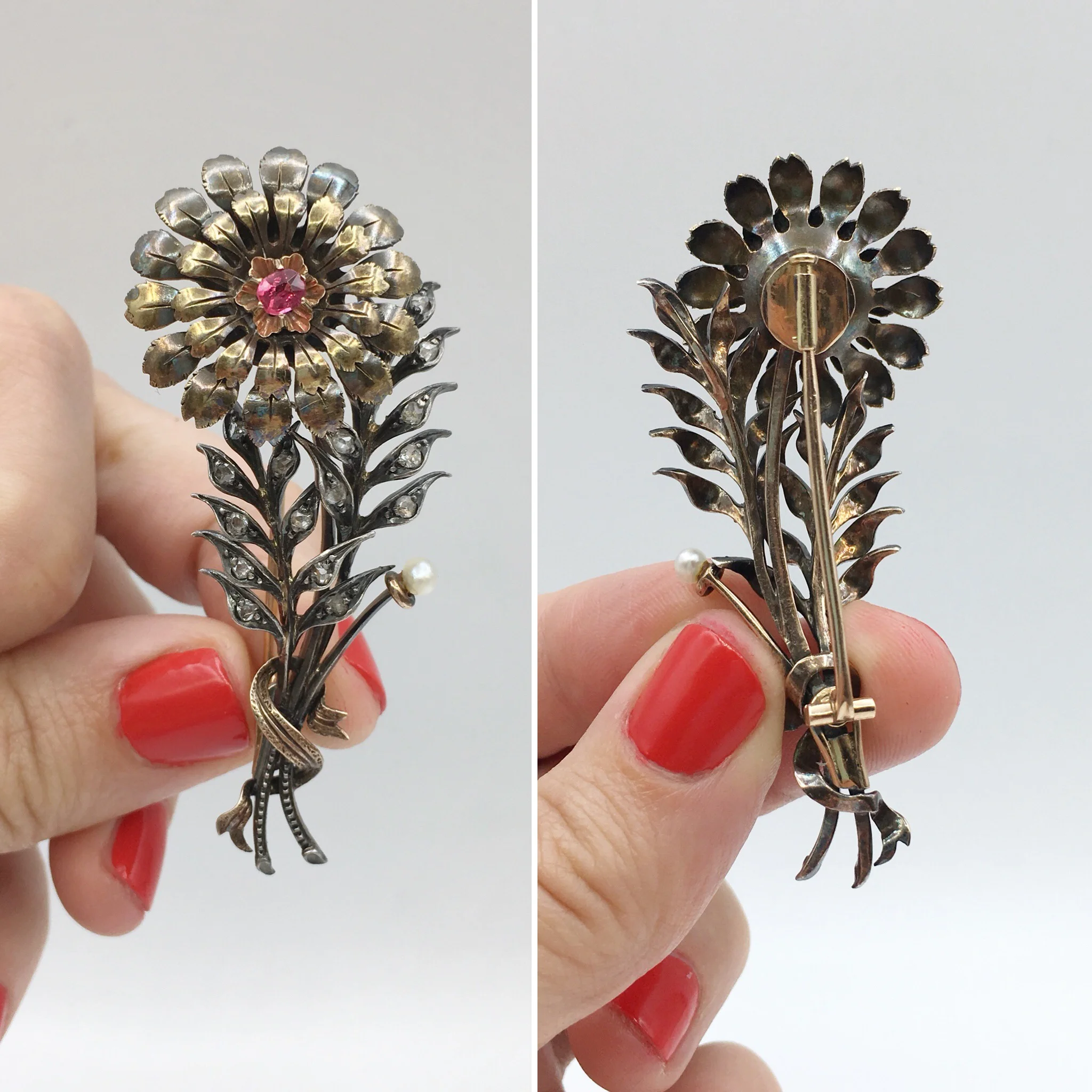 Victorian en tremblant trembler brooch Reverie vintage jewelry nyc