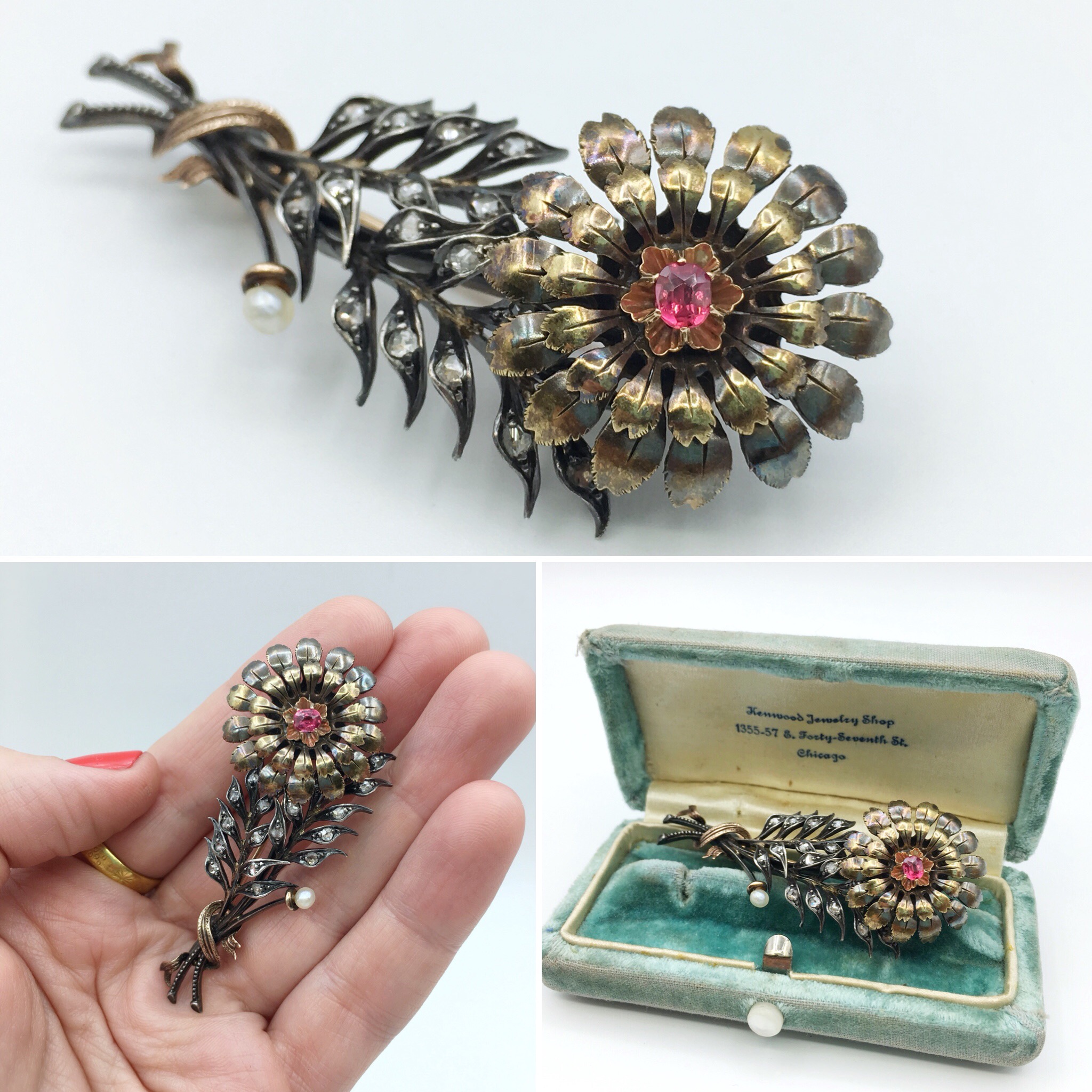 Victorian en tremblant trembler brooch Reverie vintage jewelry nyc