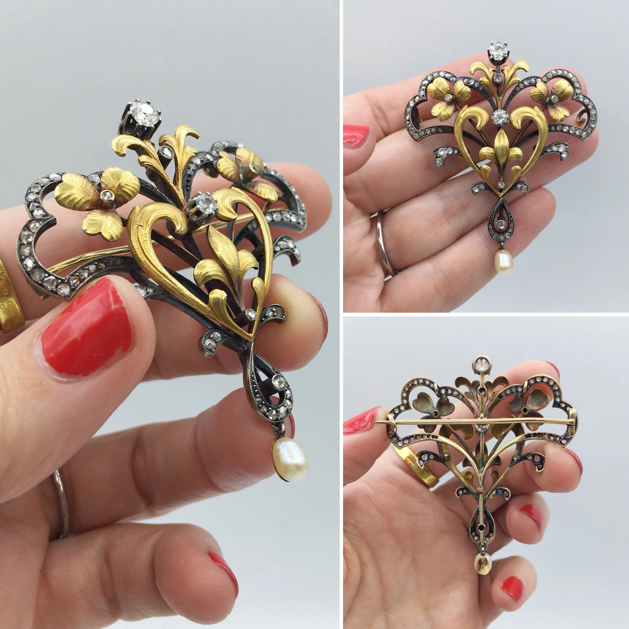 Art Nouveau gold lavaliere Reverie antique estate jewelry NYC