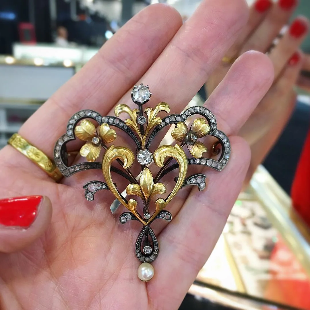 Art Nouveau gold lavaliere Reverie antique estate jewelry NYC