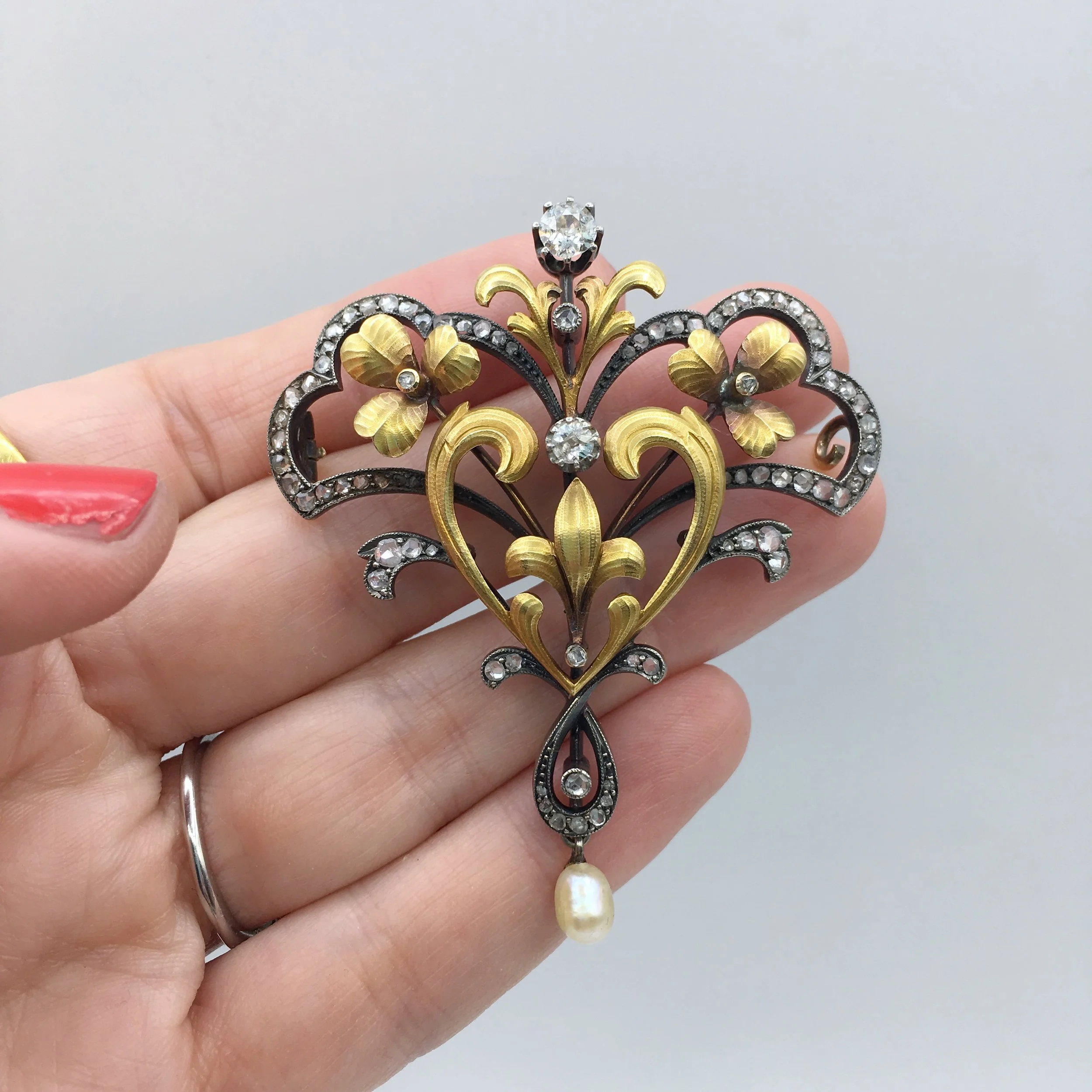 Art Nouveau gold lavaliere Reverie antique estate jewelry NYC