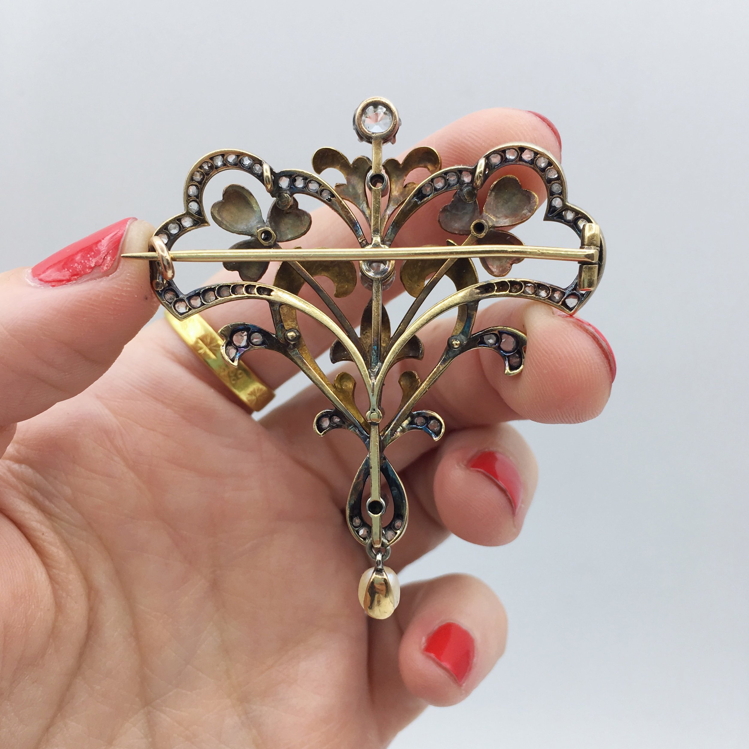 Art Nouveau gold lavaliere Reverie antique estate jewelry NYC