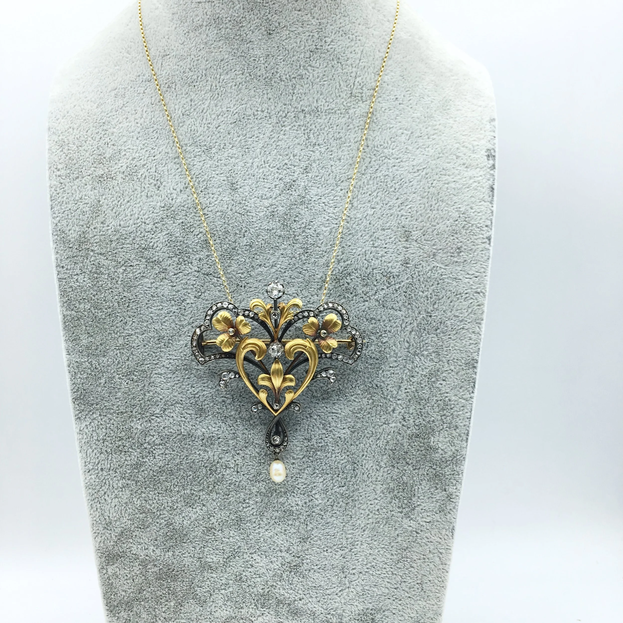 Art Nouveau gold lavaliere Reverie antique estate jewelry NYC