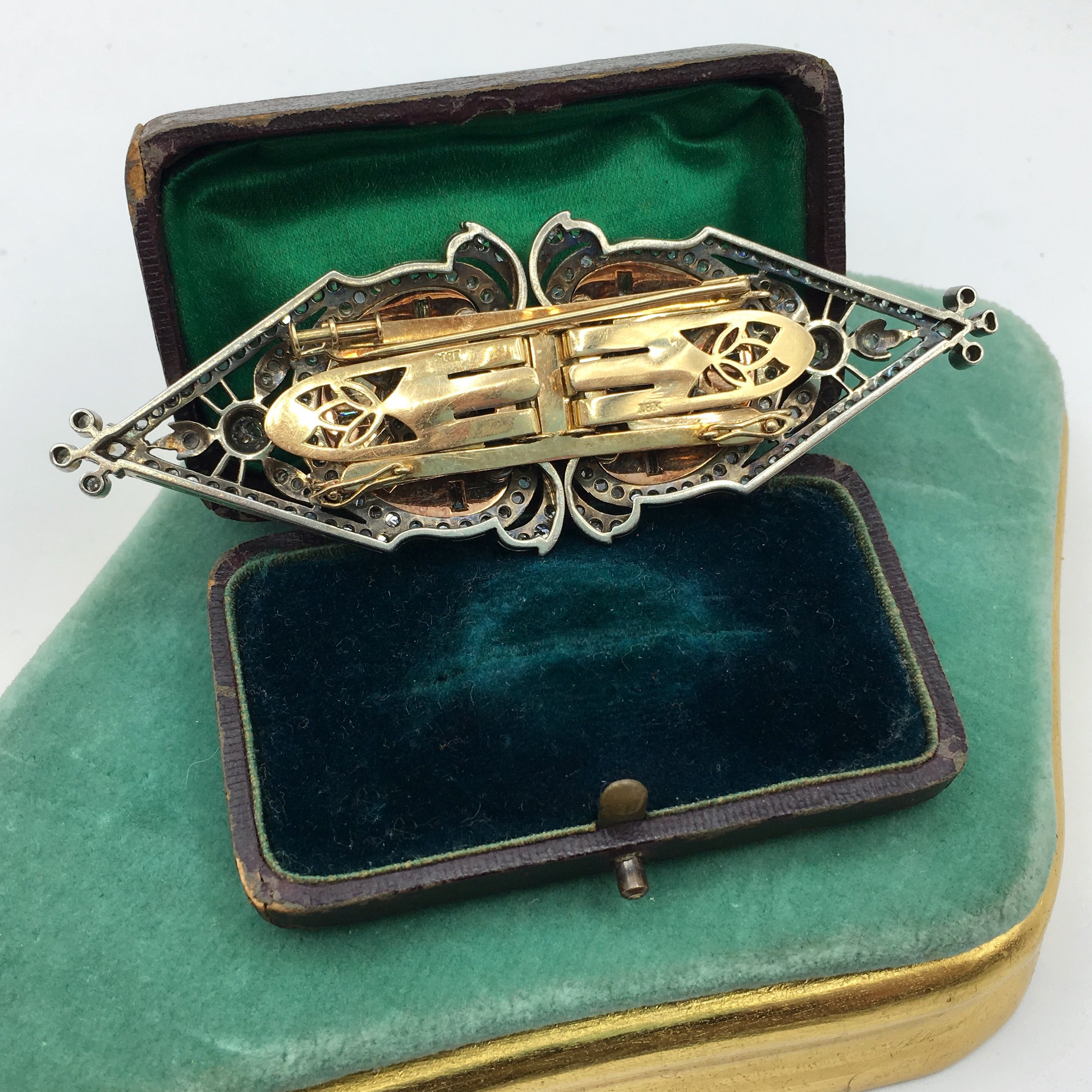 Art Deco gold and diamond duette dress clips Reverie vintage estate jewelry NYC