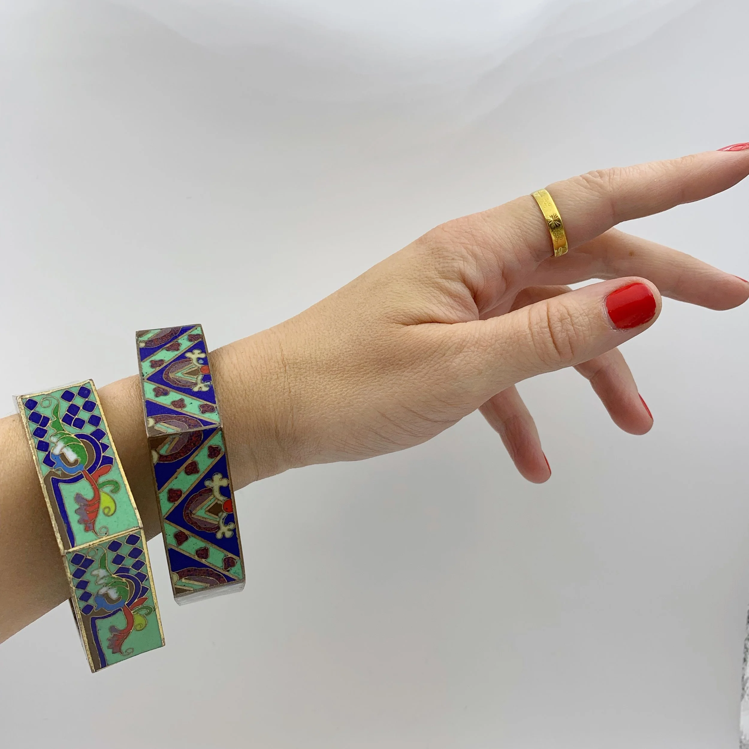 Chinese Art Deco cloisonné enamel Reverie vintage jewelry NYC