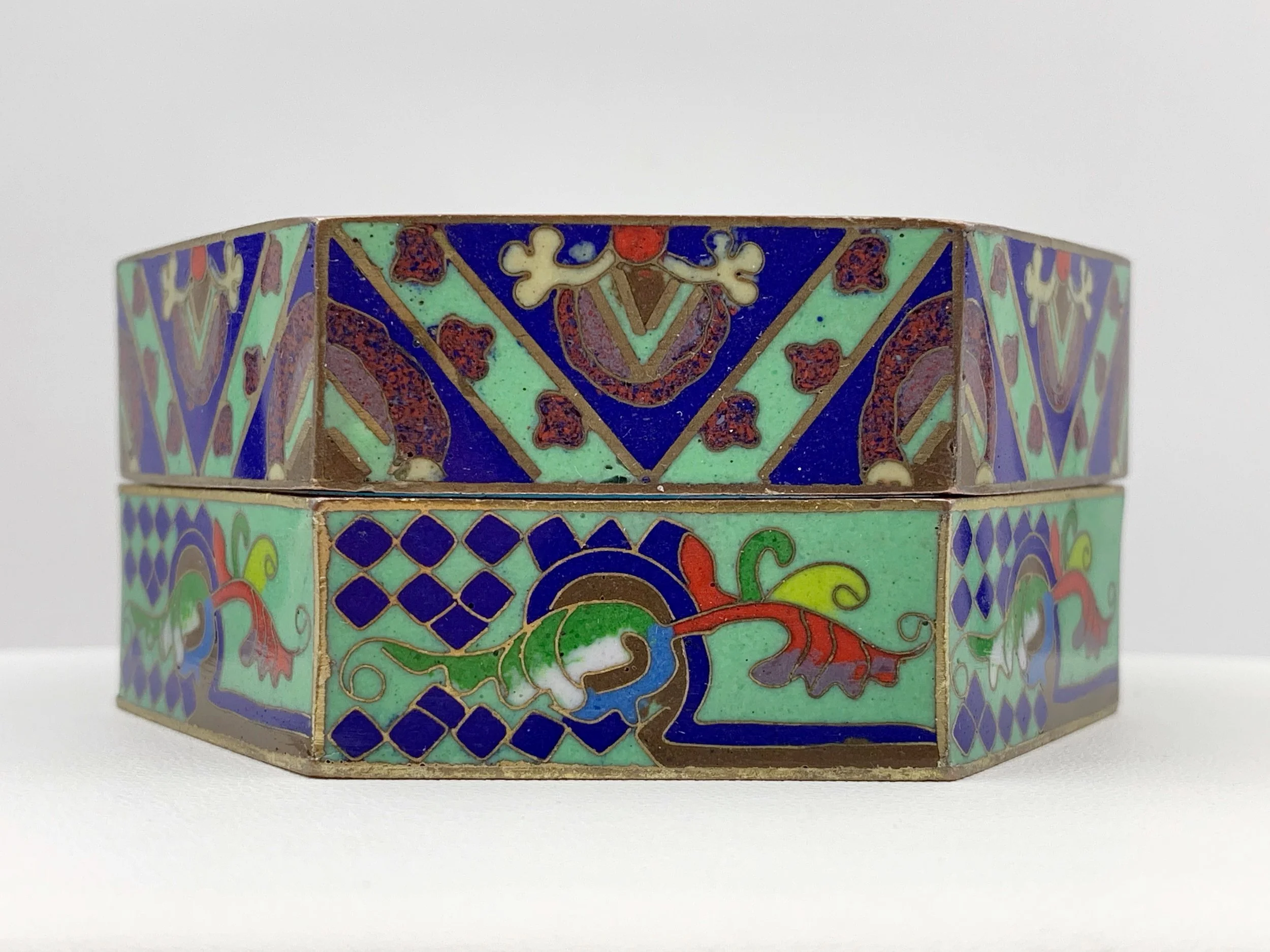 Chinese Art Deco cloisonné enamel Reverie vintage jewelry NYC