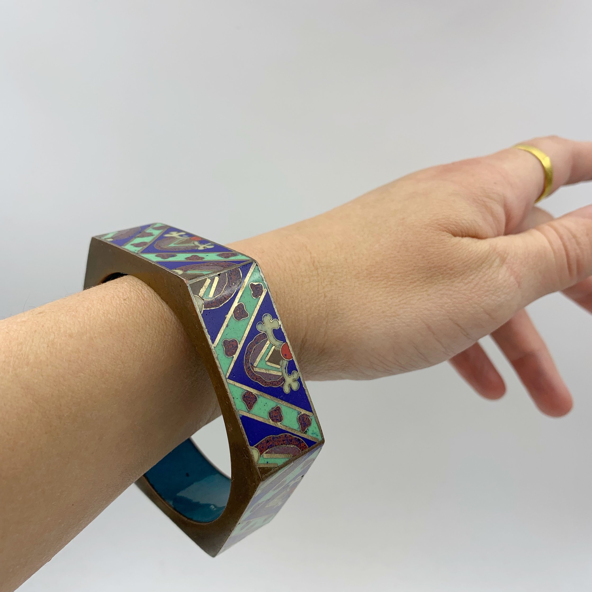 Chinese Art Deco cloisonné enamel Reverie vintage jewelry NYC