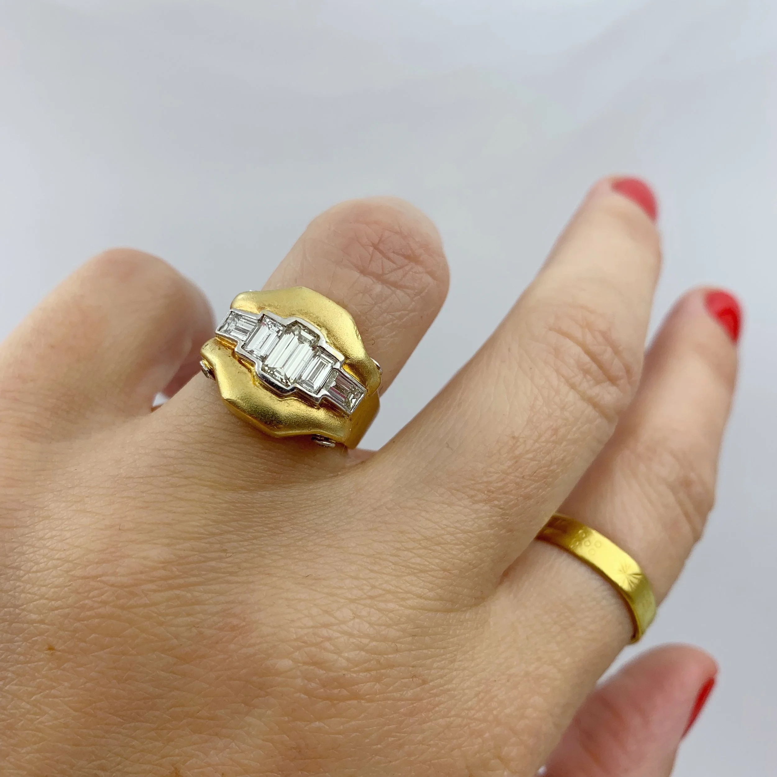 Suzanne Belperron style Art Deco emerald cut ring Reverie estate jewelry NYC