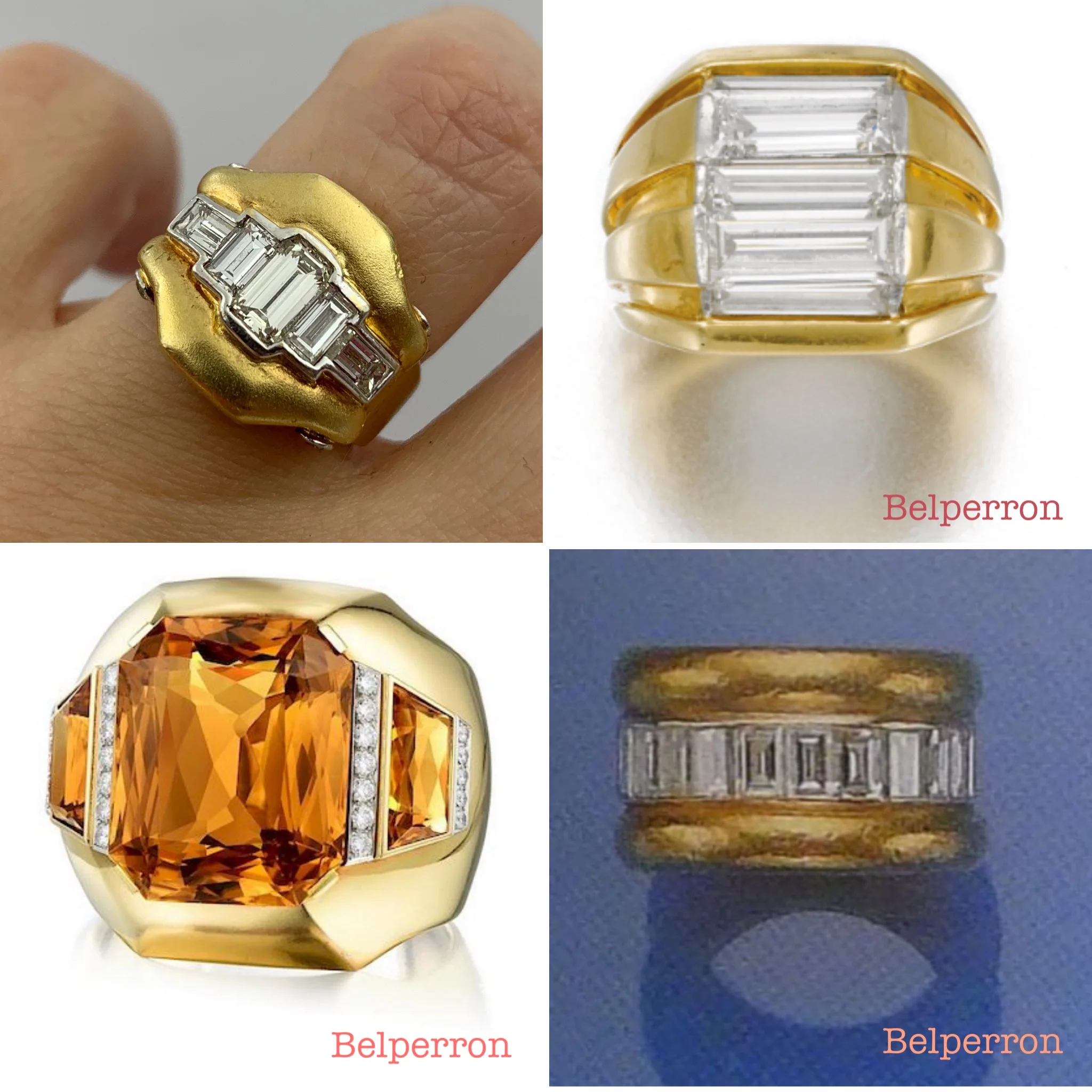 Suzanne Belperron style Art Deco emerald cut ring Reverie estate jewelry NYC