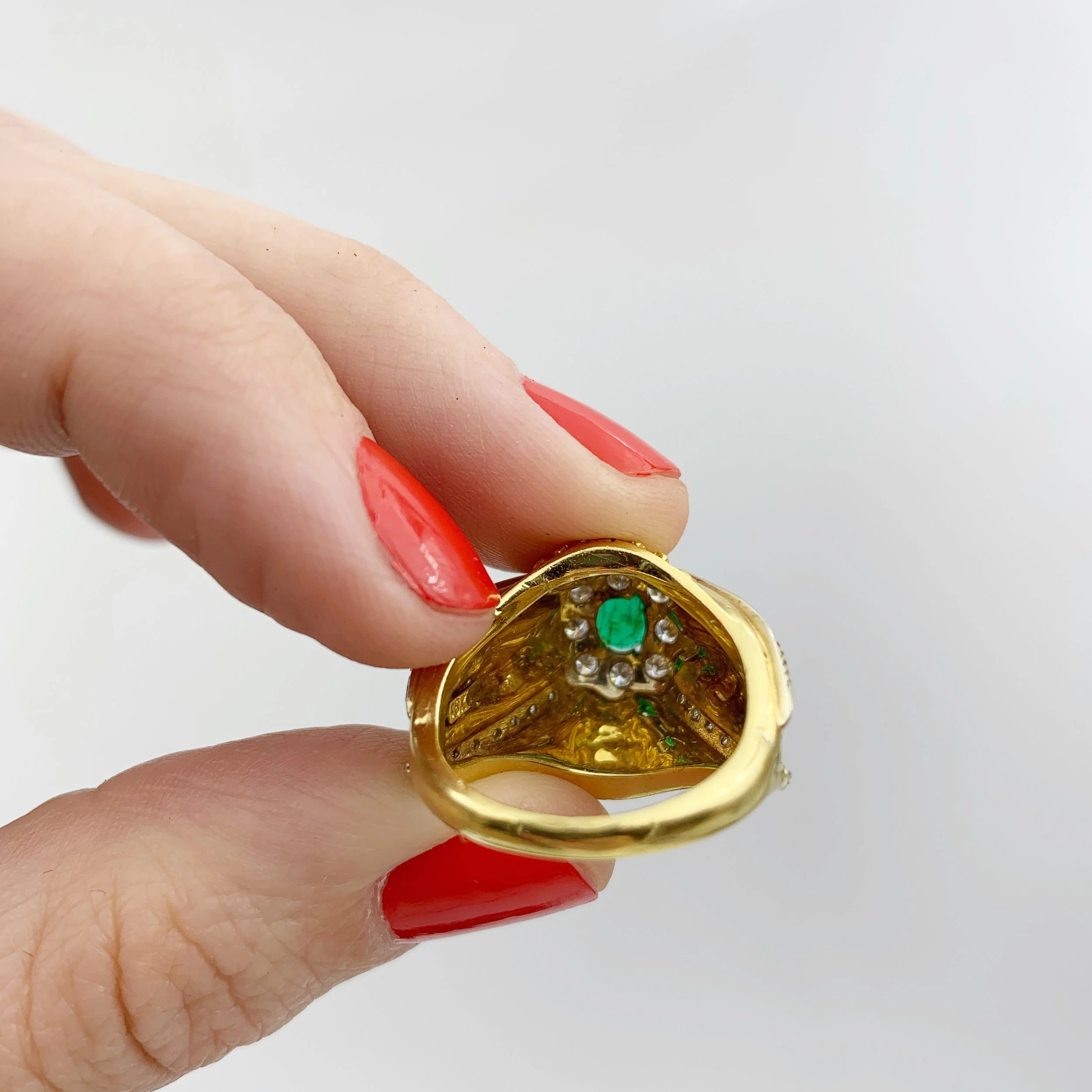 Buccellati style emerald cocktail ring Reverie estate jewelry NYC