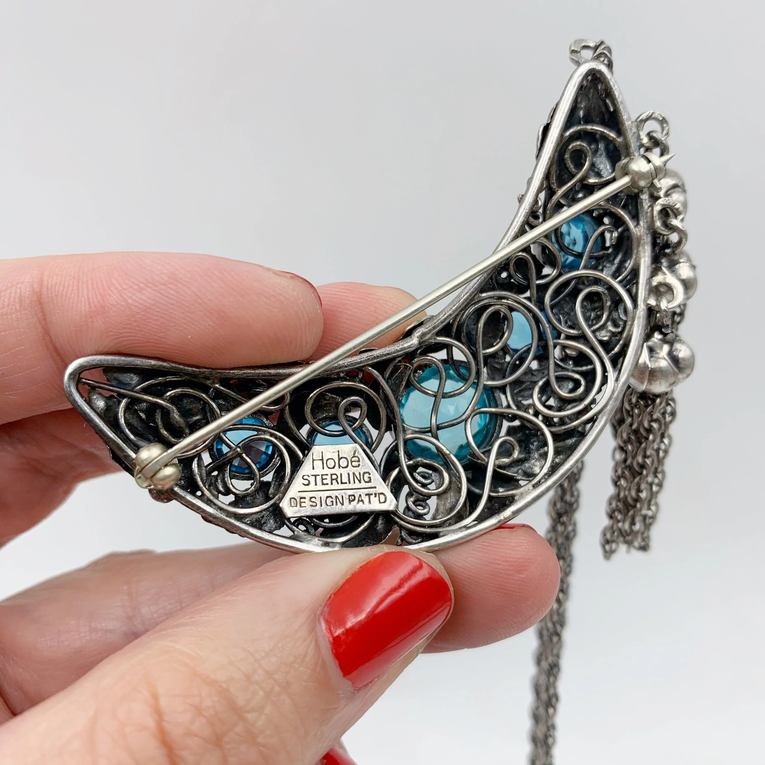 Hobé sterling chatelaine pin
