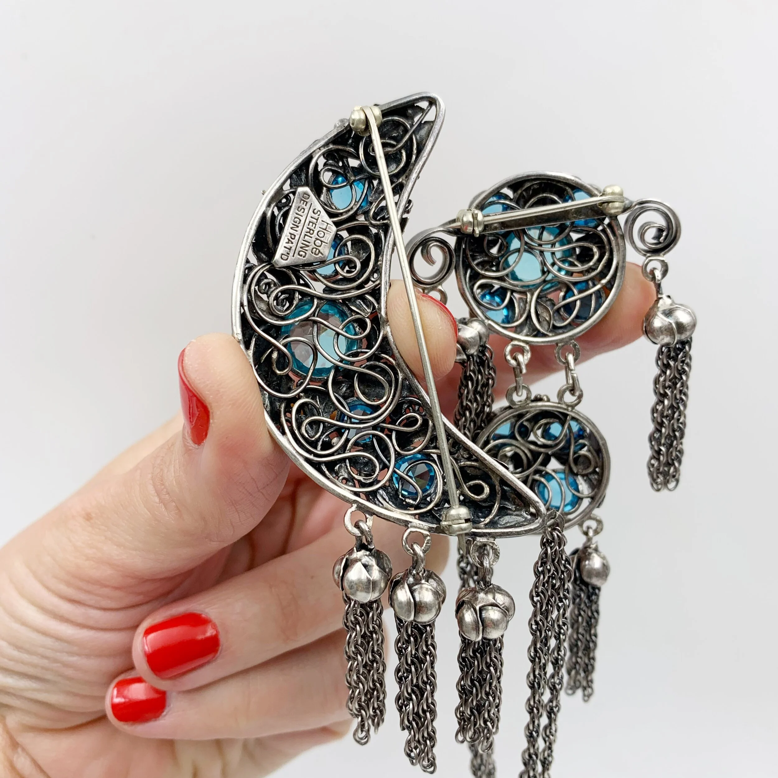 Hobé sterling chatelaine pin