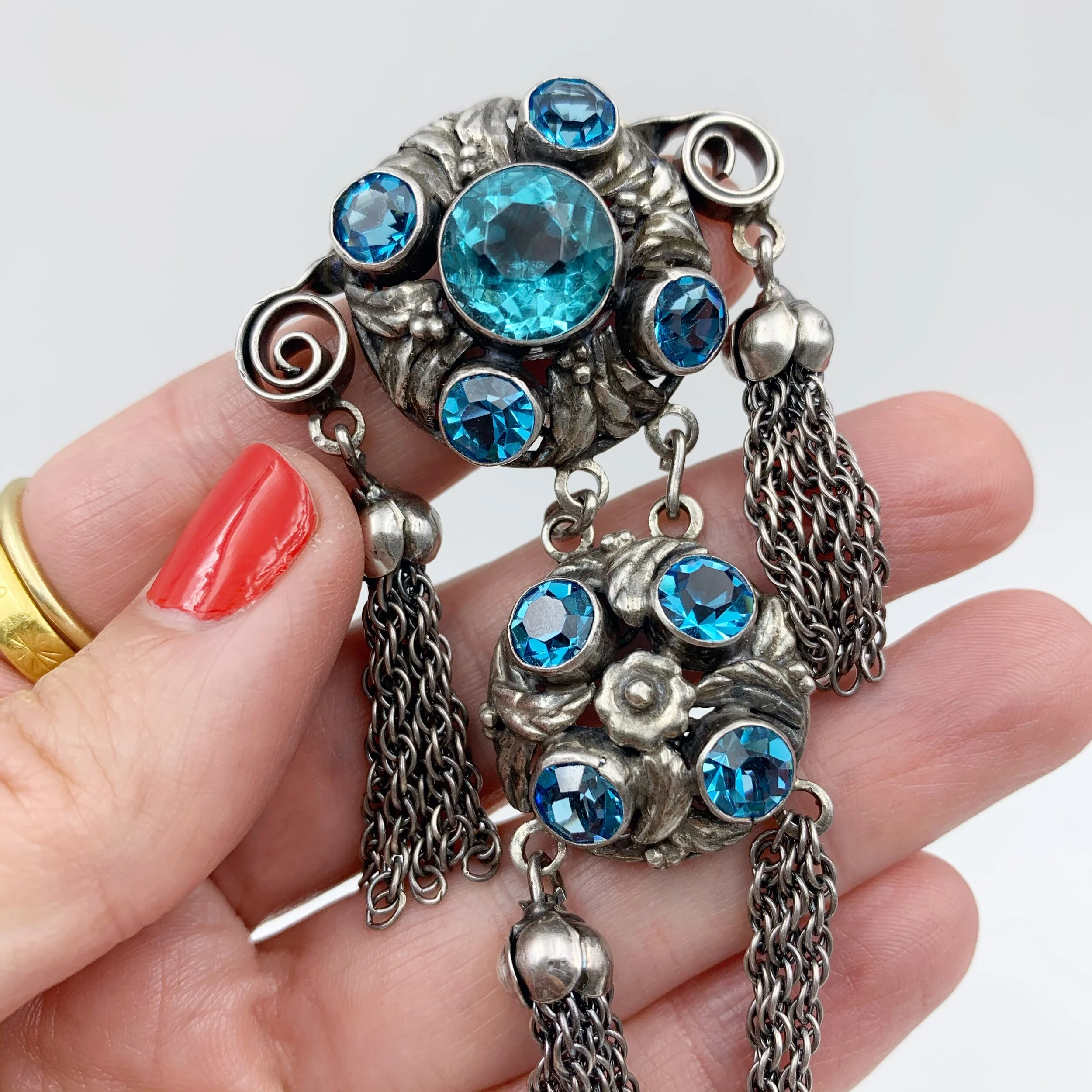 Hobé sterling chatelaine pin