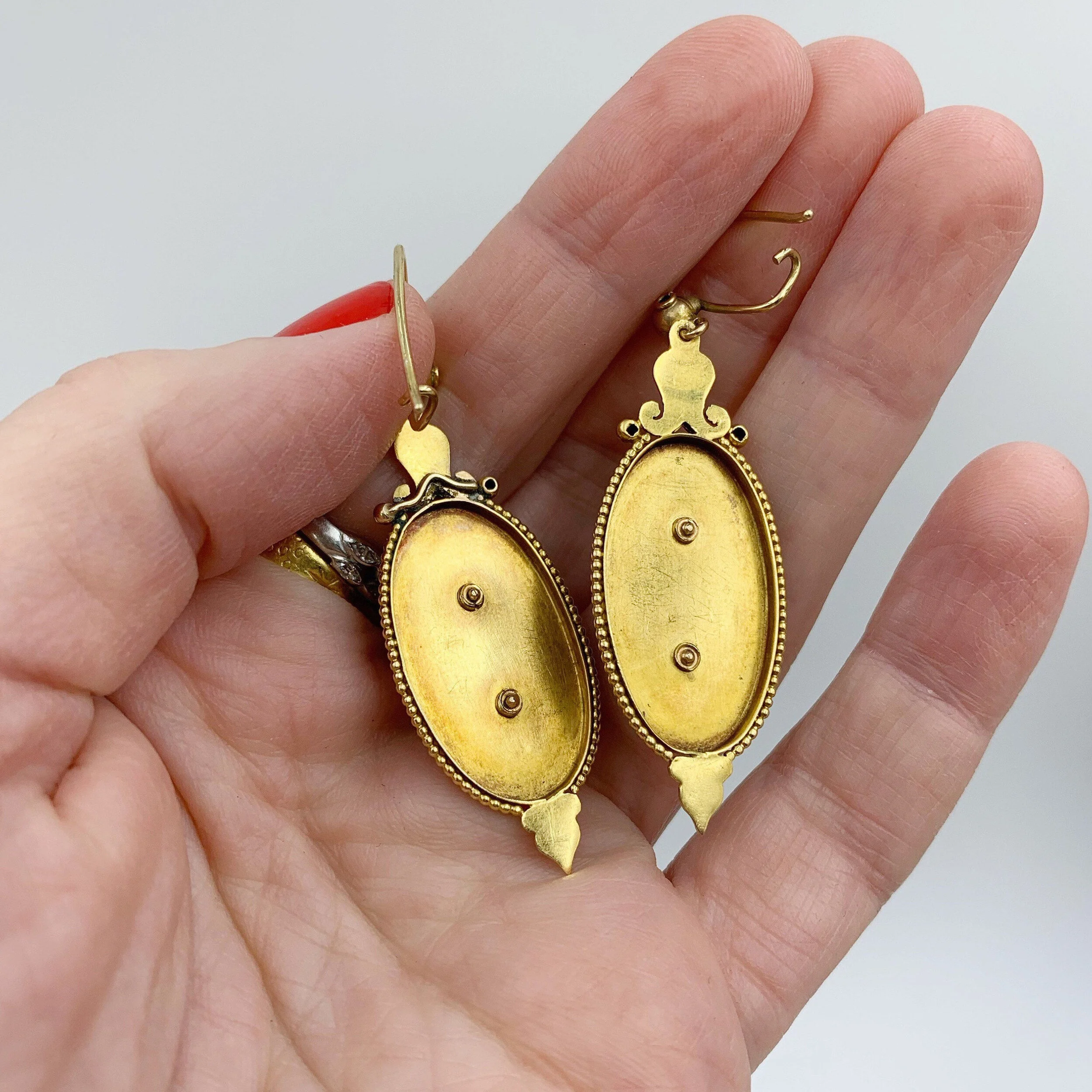 Antique victorian enamel rose cut diamond star earrings