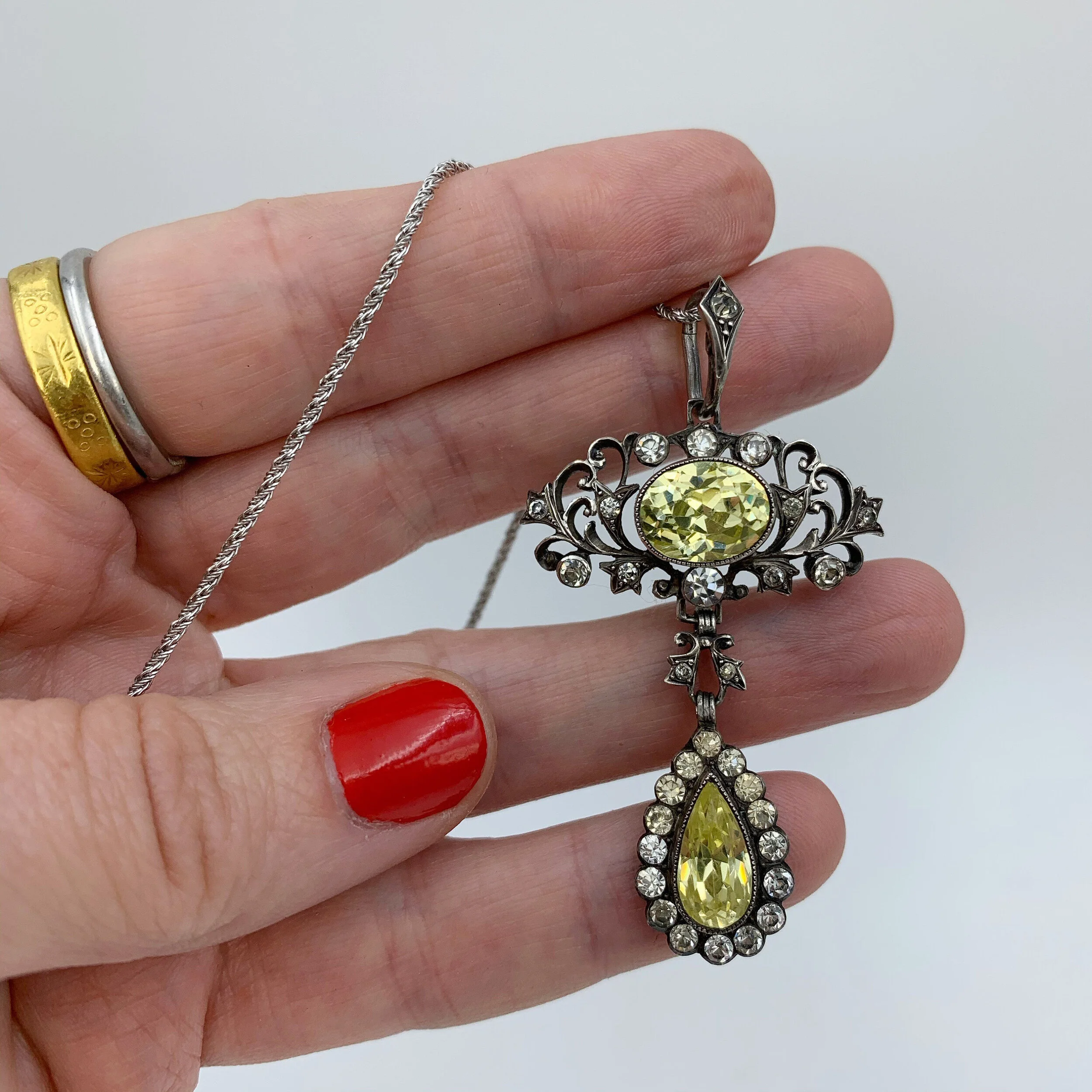 antique sterling yellow paste pendant reverie antique jewelry nyc