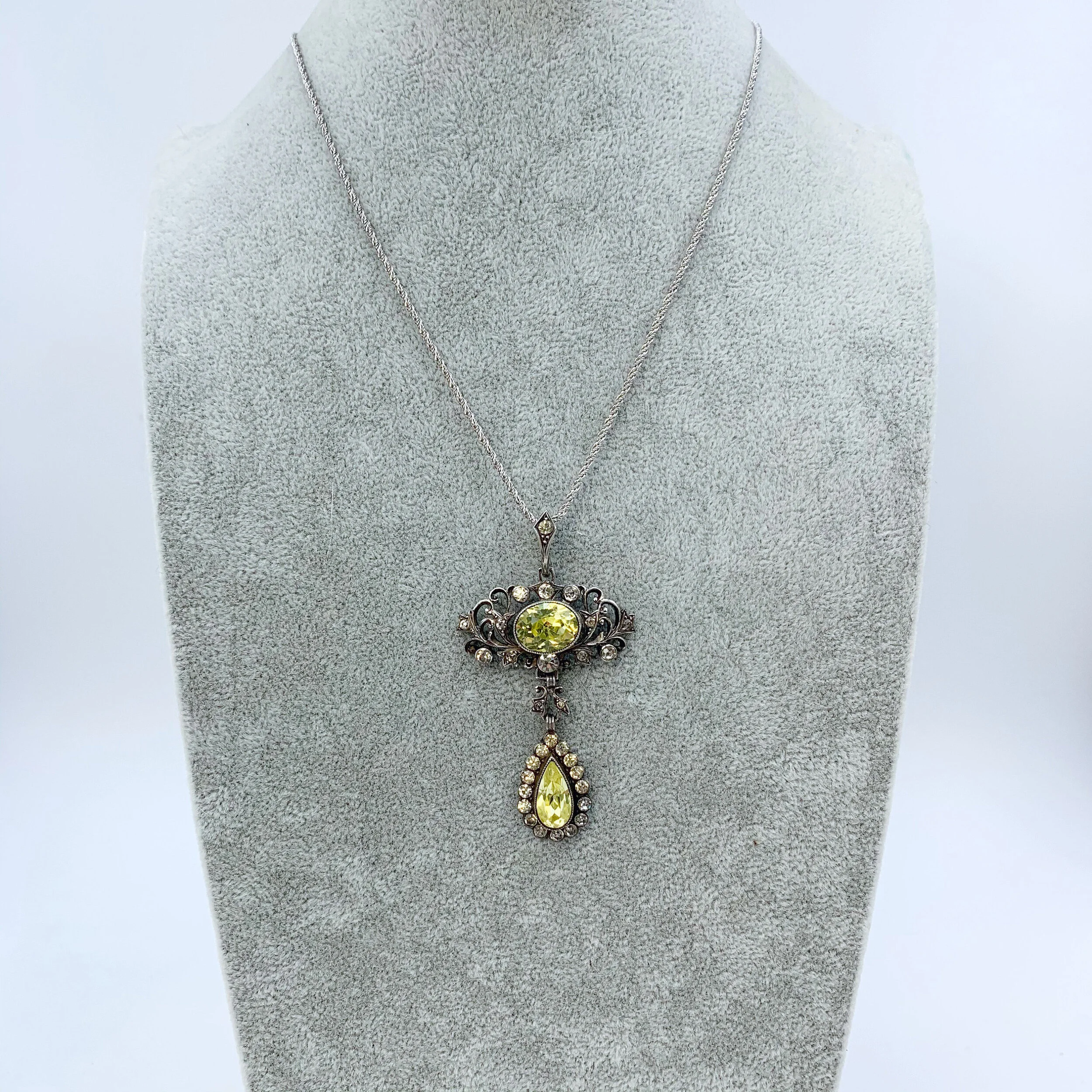 antique sterling yellow paste pendant reverie antique jewelry nyc