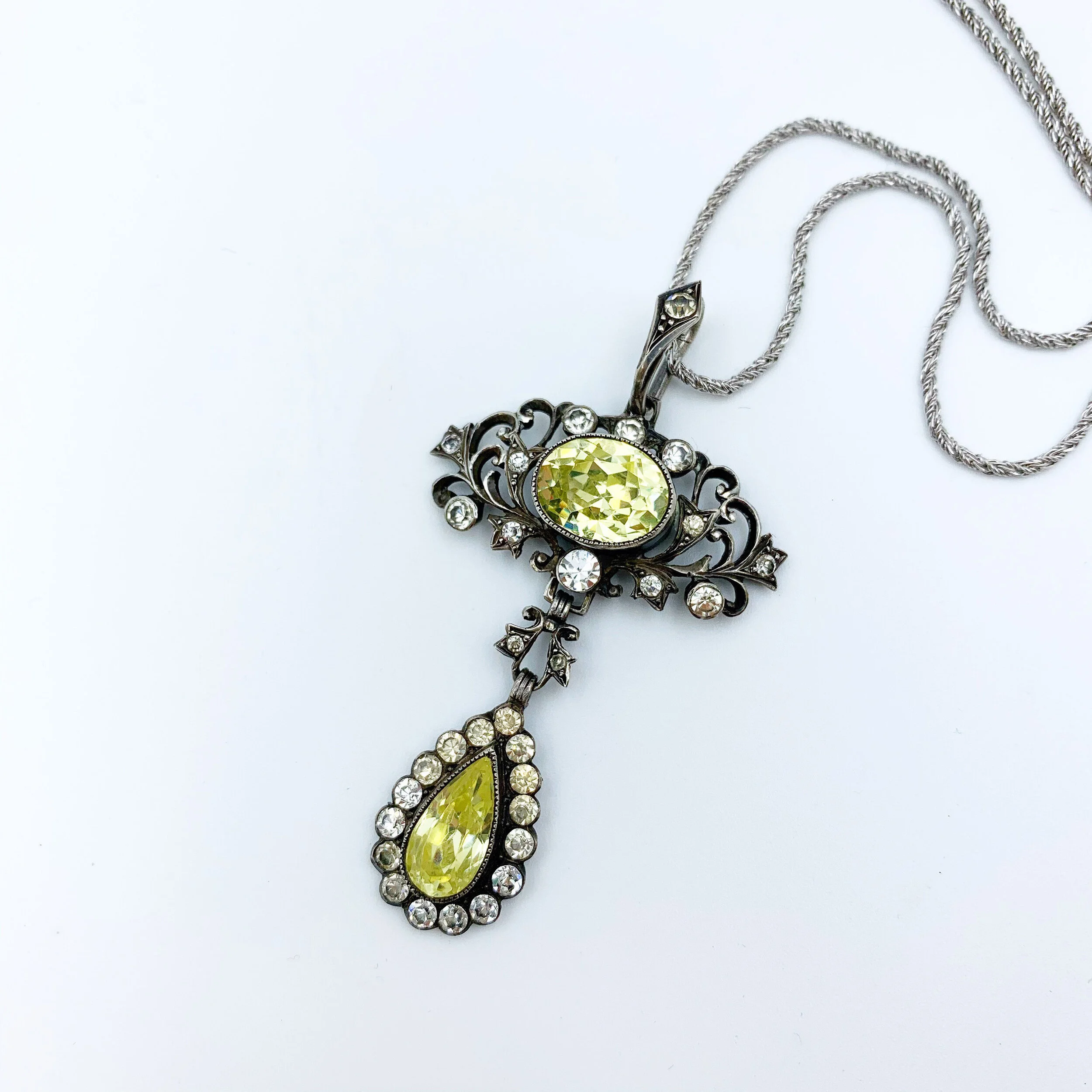 antique sterling yellow paste pendant reverie antique jewelry nyc