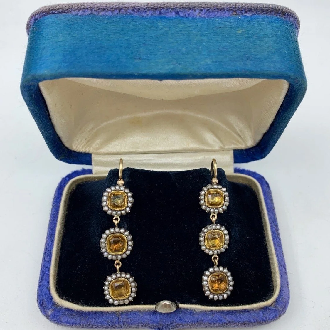 Georgian foil topaz earrings Reverie antique estate jewelry nyc