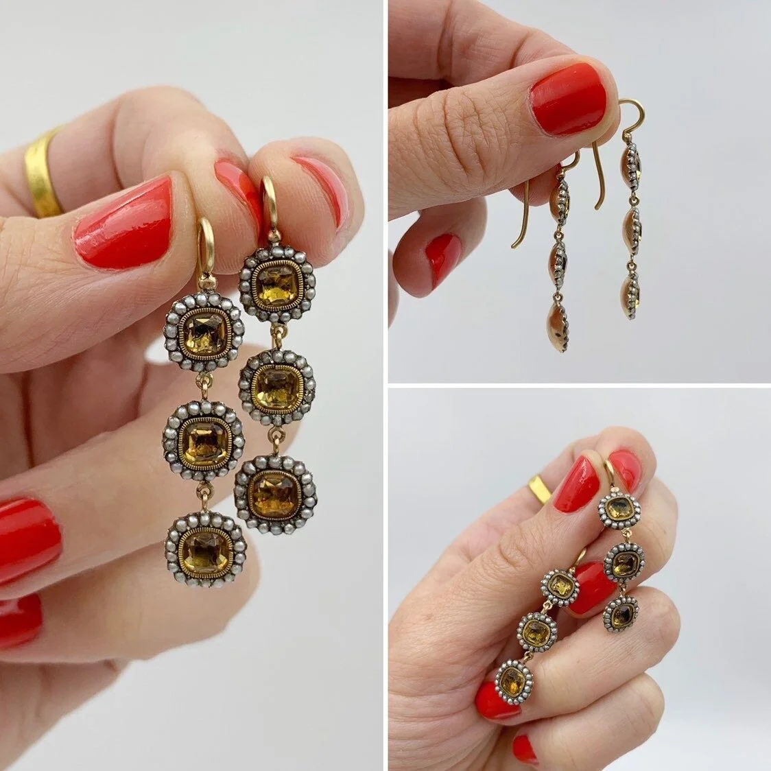 Georgian foil topaz earrings Reverie antique estate jewelry nyc