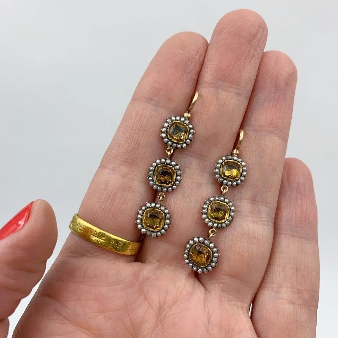 Georgian foil topaz earrings Reverie antique estate jewelry nyc