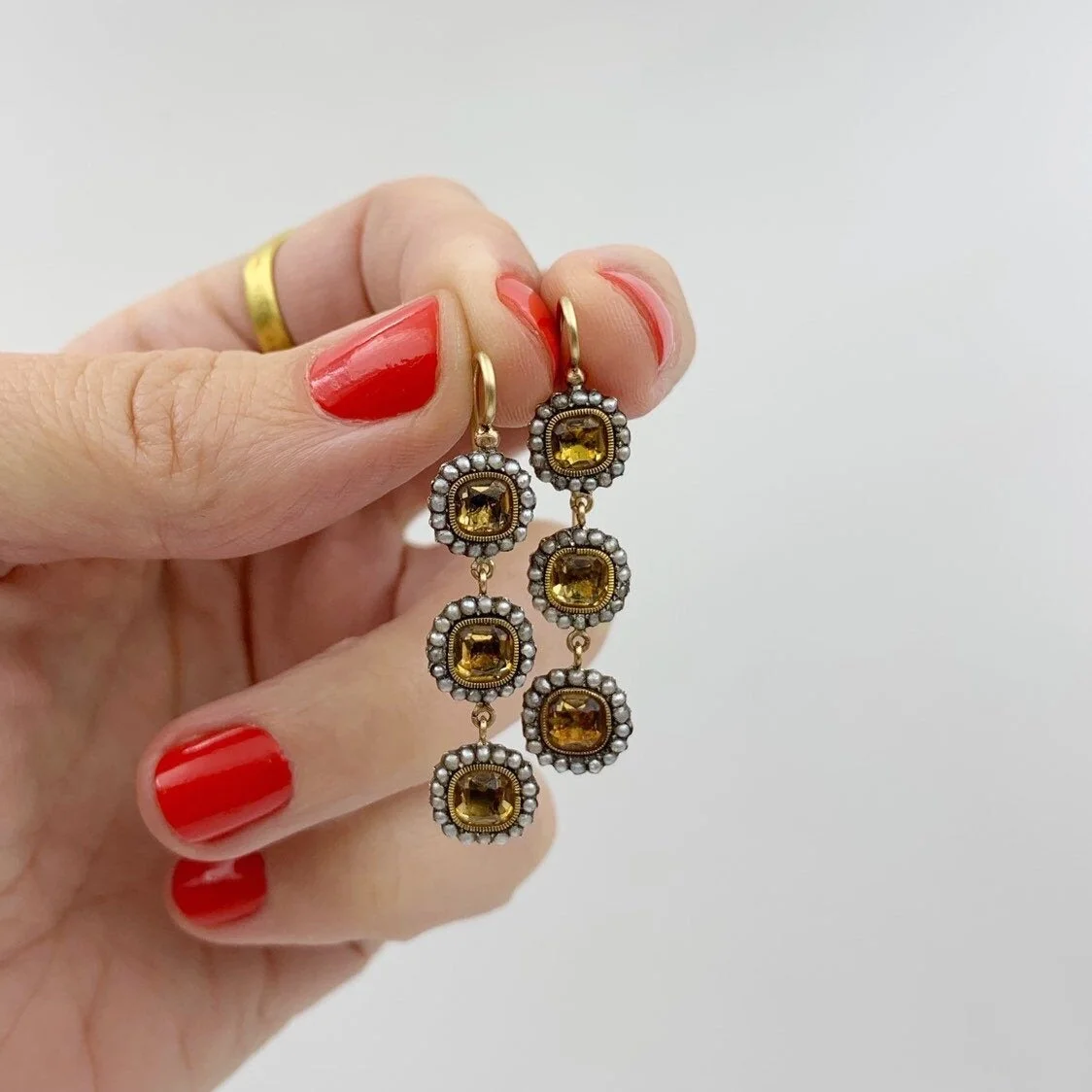 Georgian foil topaz earrings Reverie antique estate jewelry nyc