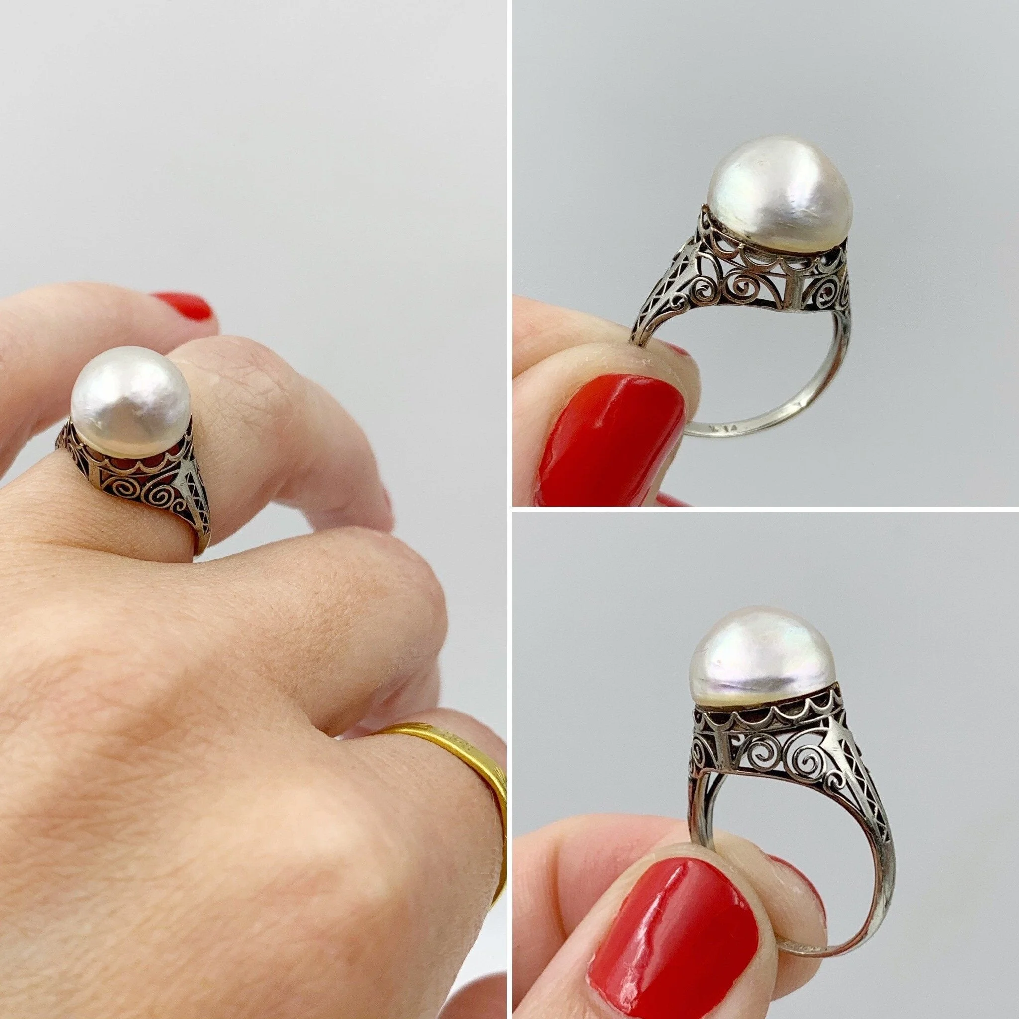 Antique pearl ring 1920s Reverie estate jewelry nyc
