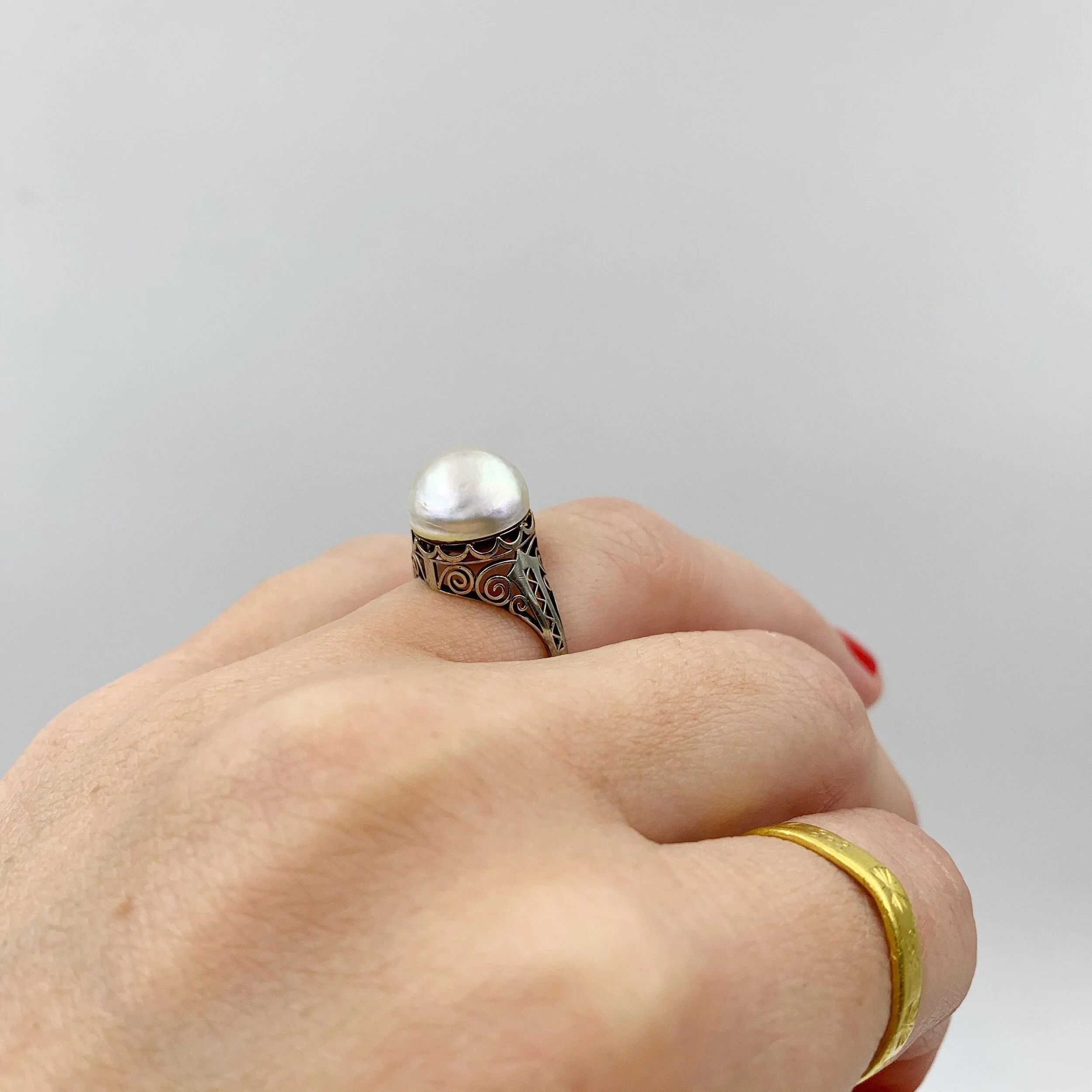 Antique pearl ring 1920s Reverie estate jewelry nyc