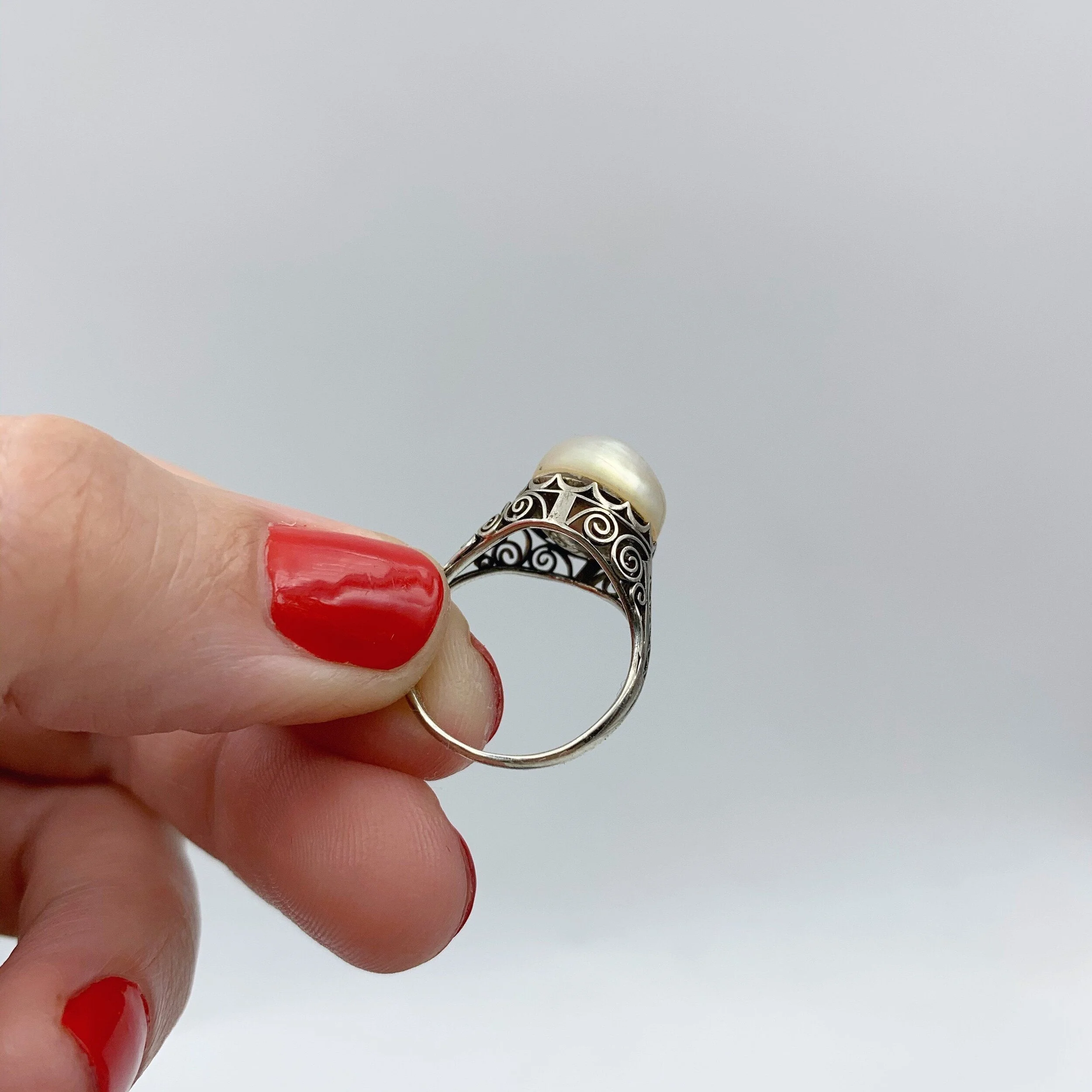 Antique pearl ring 1920s Reverie estate jewelry nyc